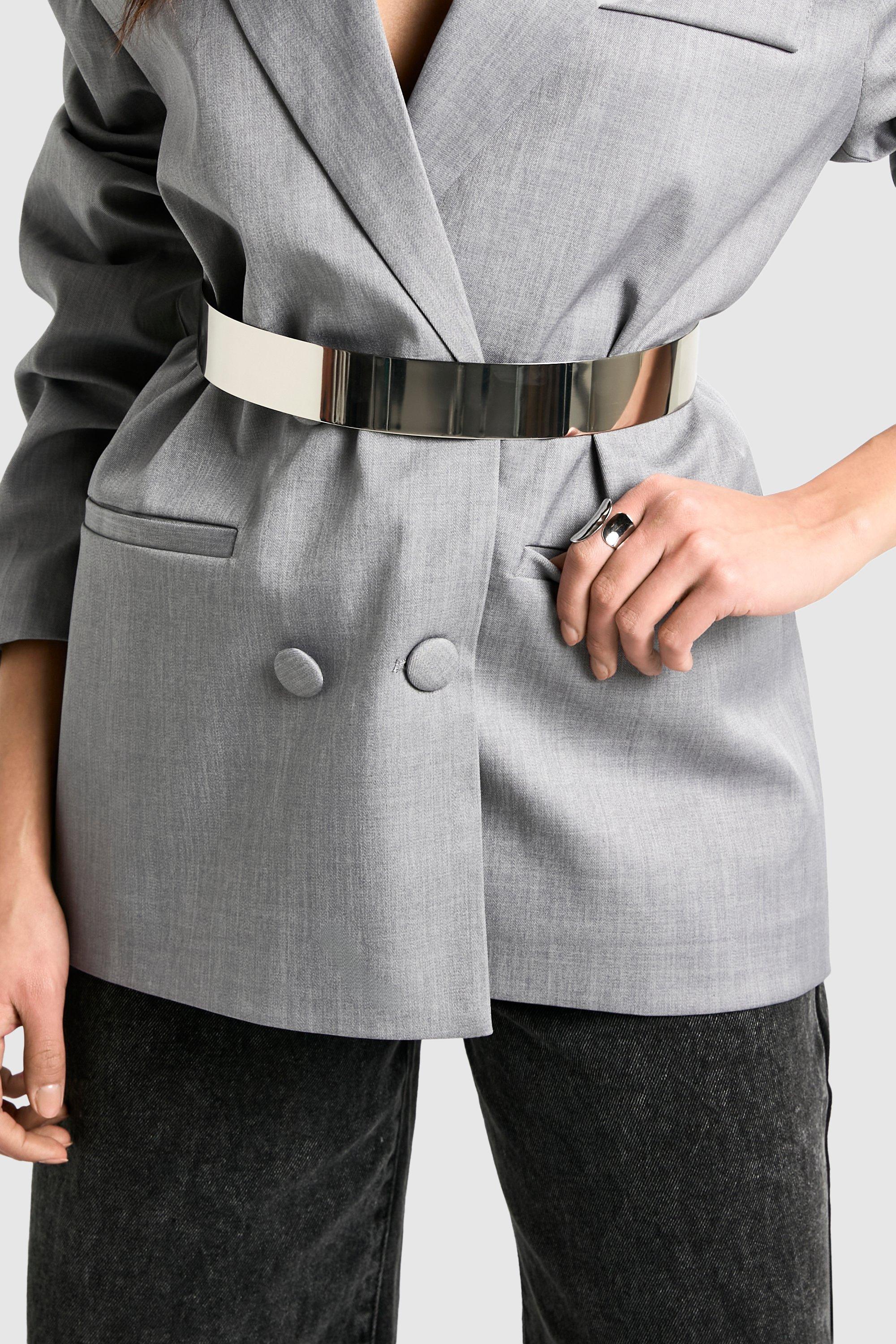 Click to view product details and reviews for Womens Silver Metal Chunky Waist Belt Grey One Size Grey.