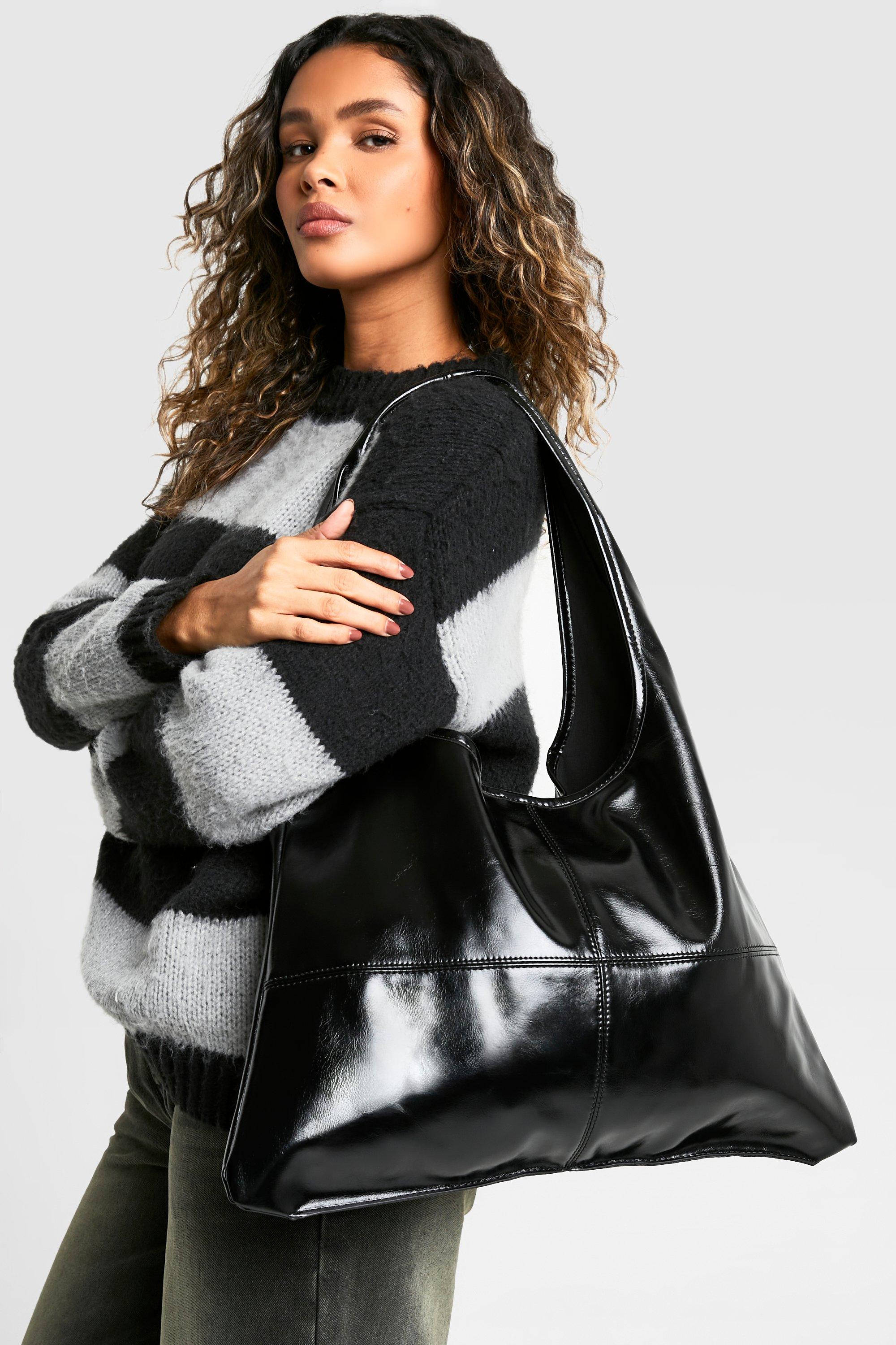 Image of Borsa Tote extra comoda effetto pelle, Nero
