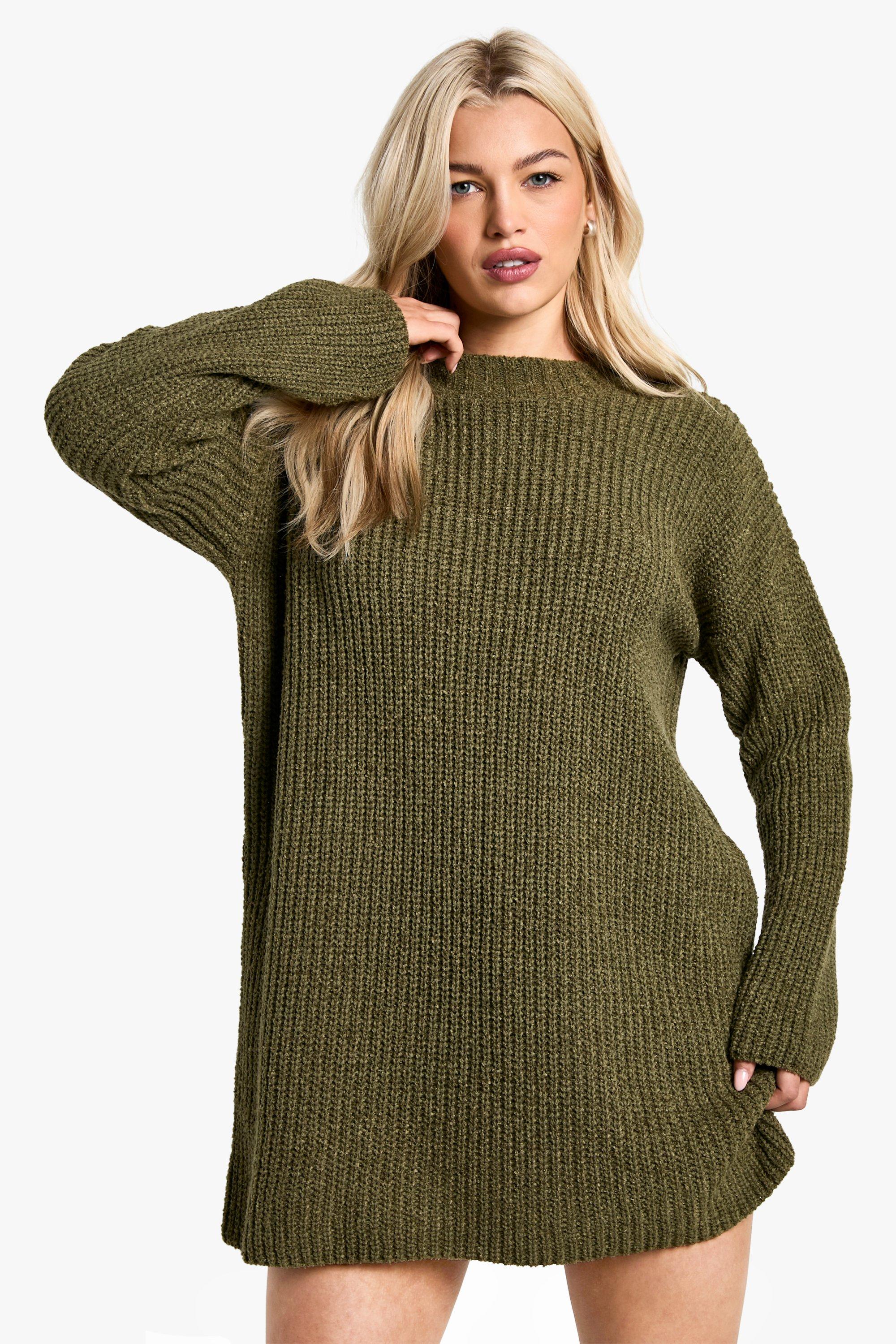 Boohoo Trui Jurk Met Crewneck, Khaki