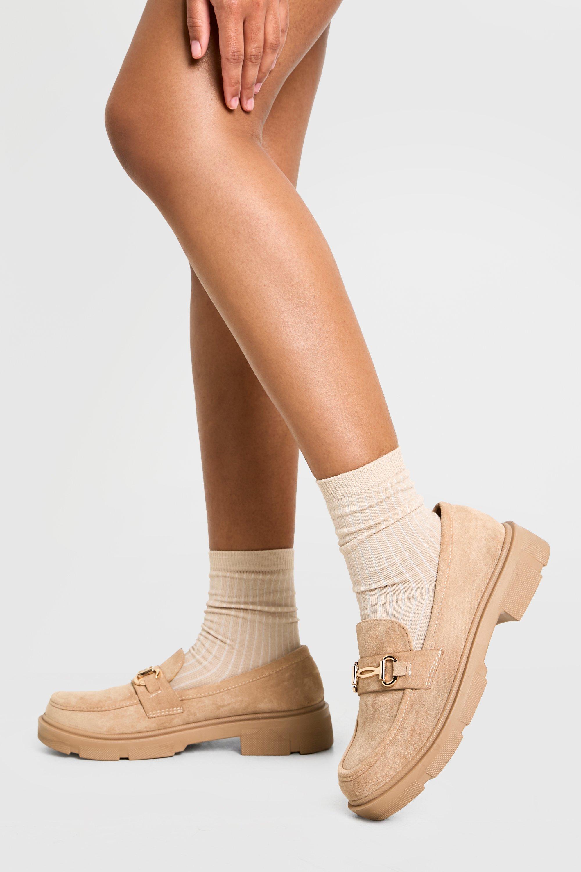 Boohoo Dikke Nep Suède Loafers, Beige