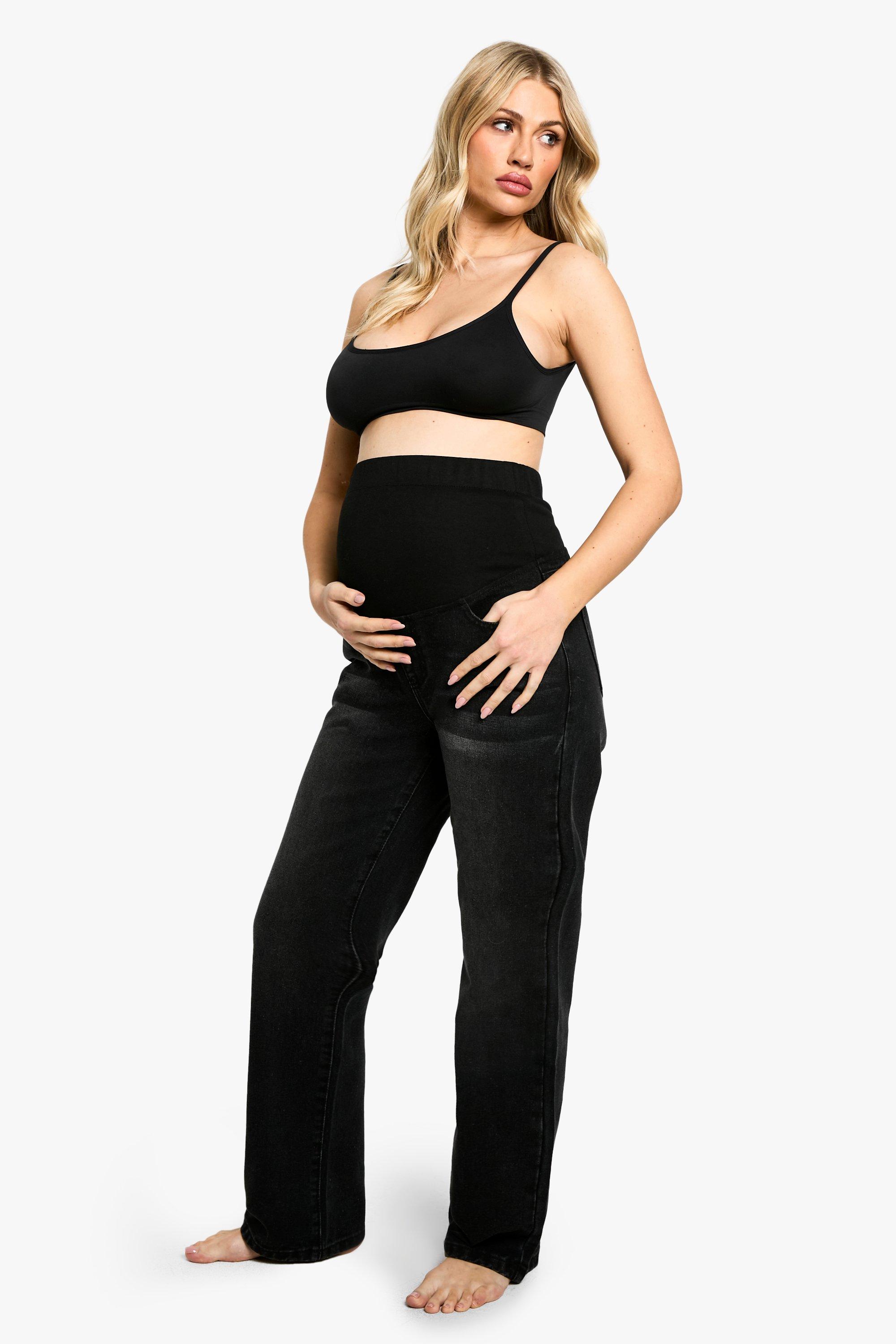 Boohoo Zwangerschap Over The Bump Jeans Met Rechte Pijpen, Washed Black