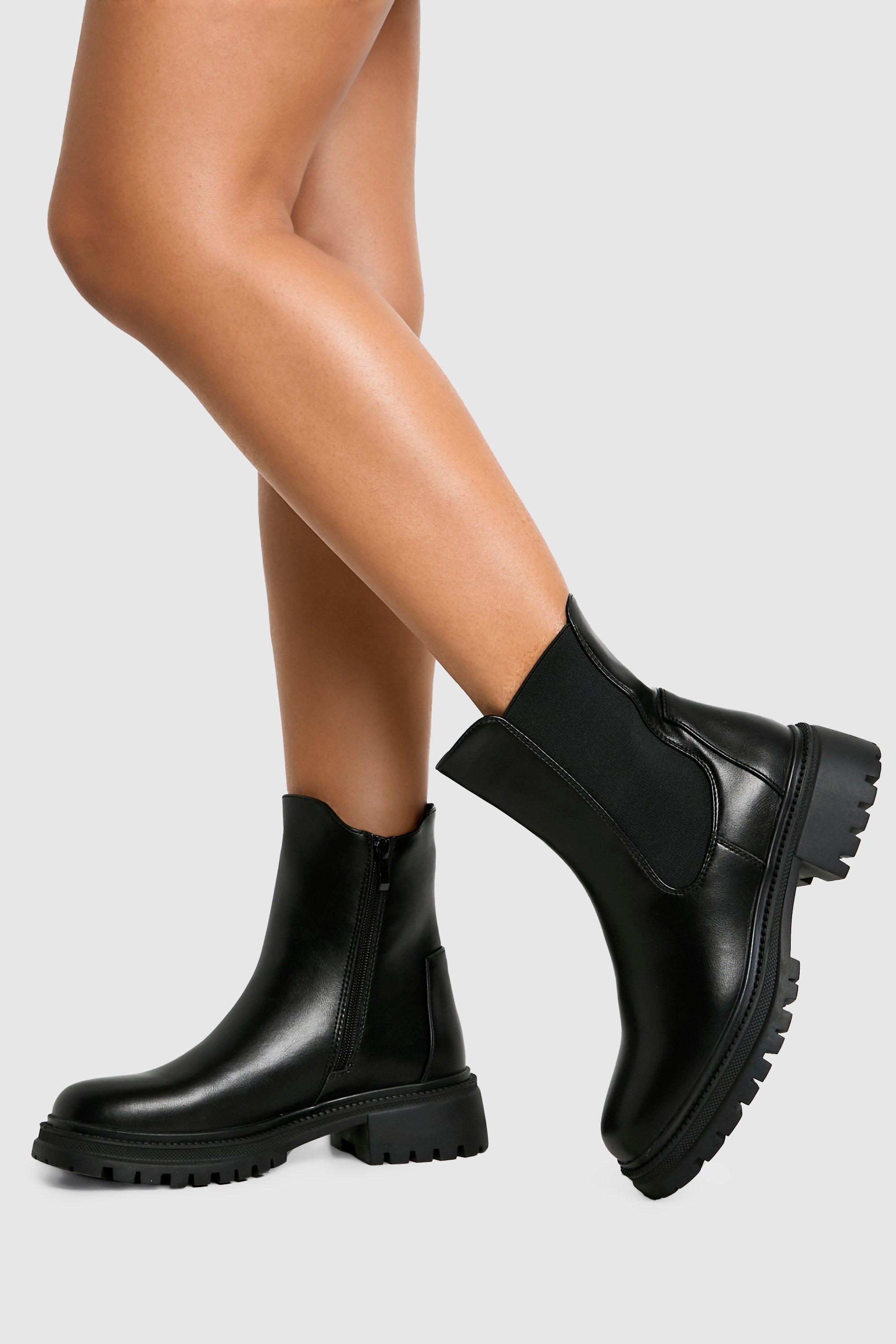 Boohoo Stevige Chelsea Boots Met Stretch Paneel, Black