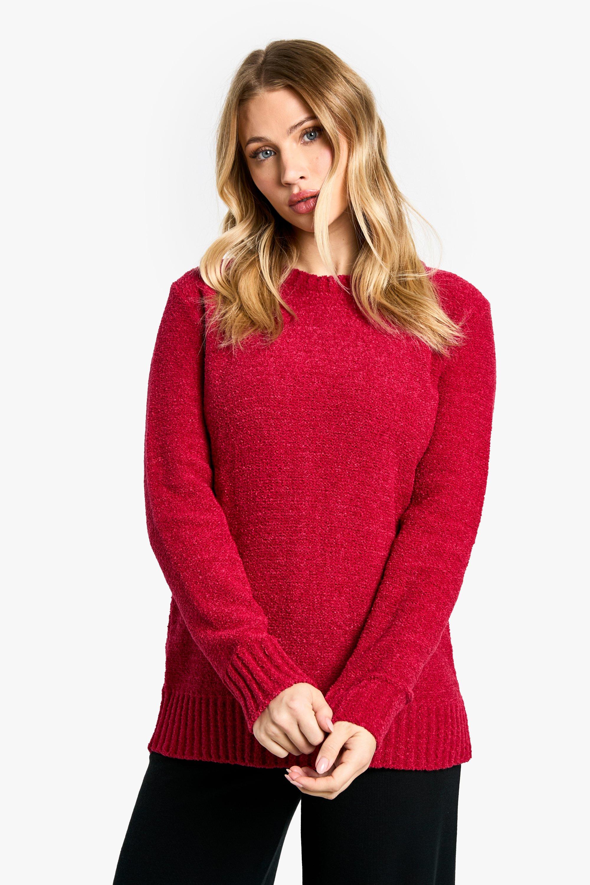 Image of Maglione a girocollo Premaman in maglia in bouclé, Rosso