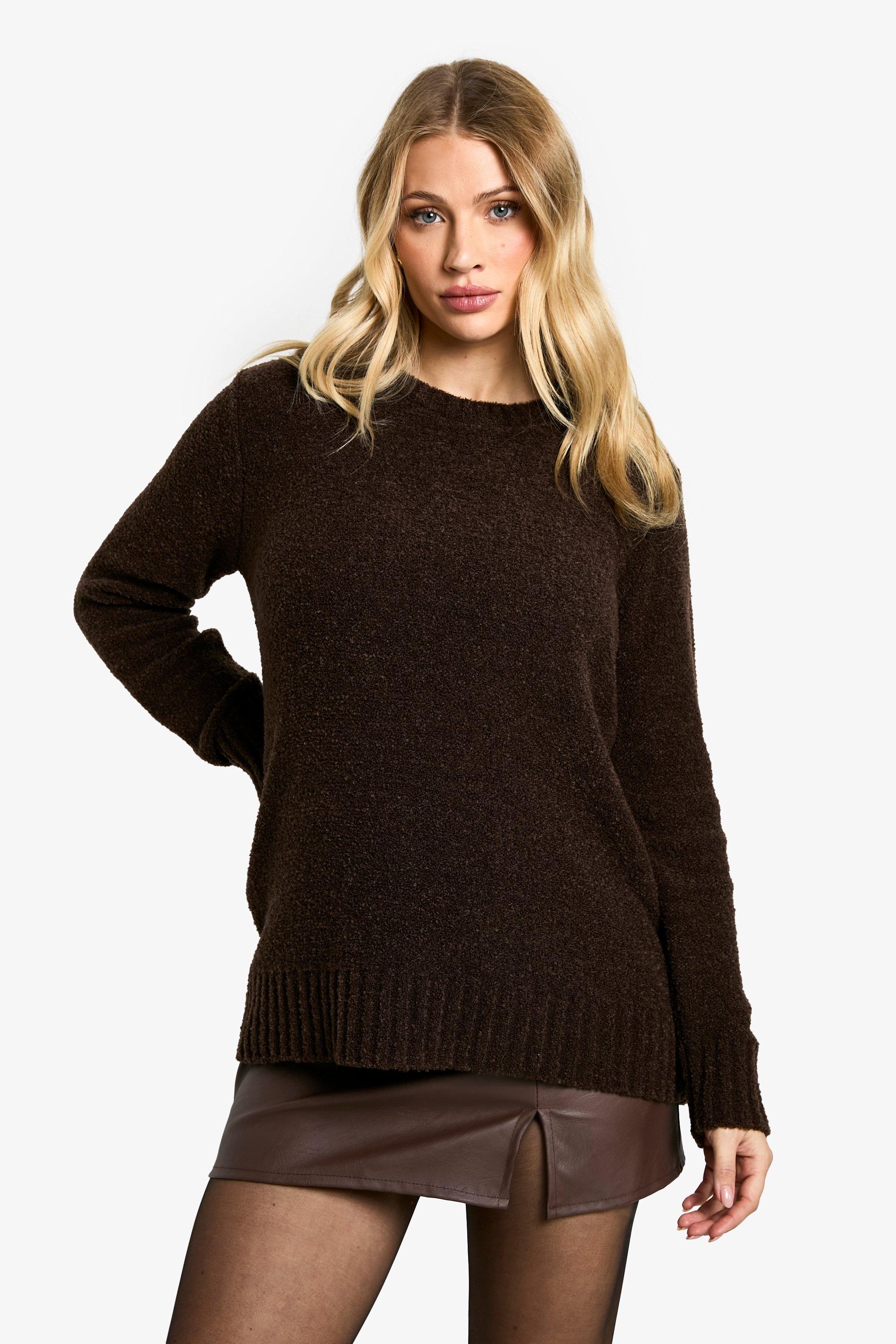 Image of Maglione a girocollo Premaman in maglia in bouclé, Brown