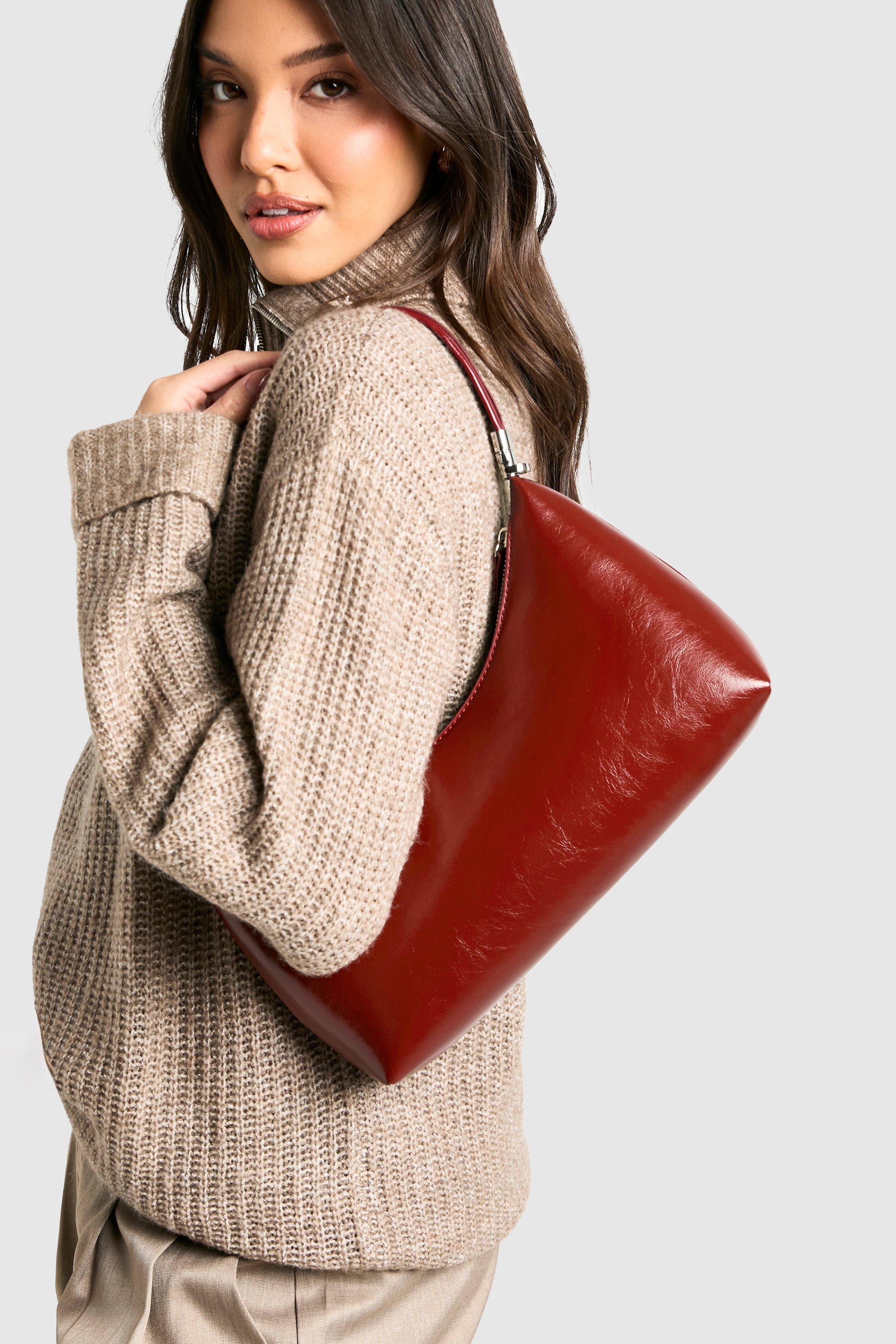 Click to view product details and reviews for Womens Shiny Pu Shoulder Bag With Crossbody Strap Red One Size Red.