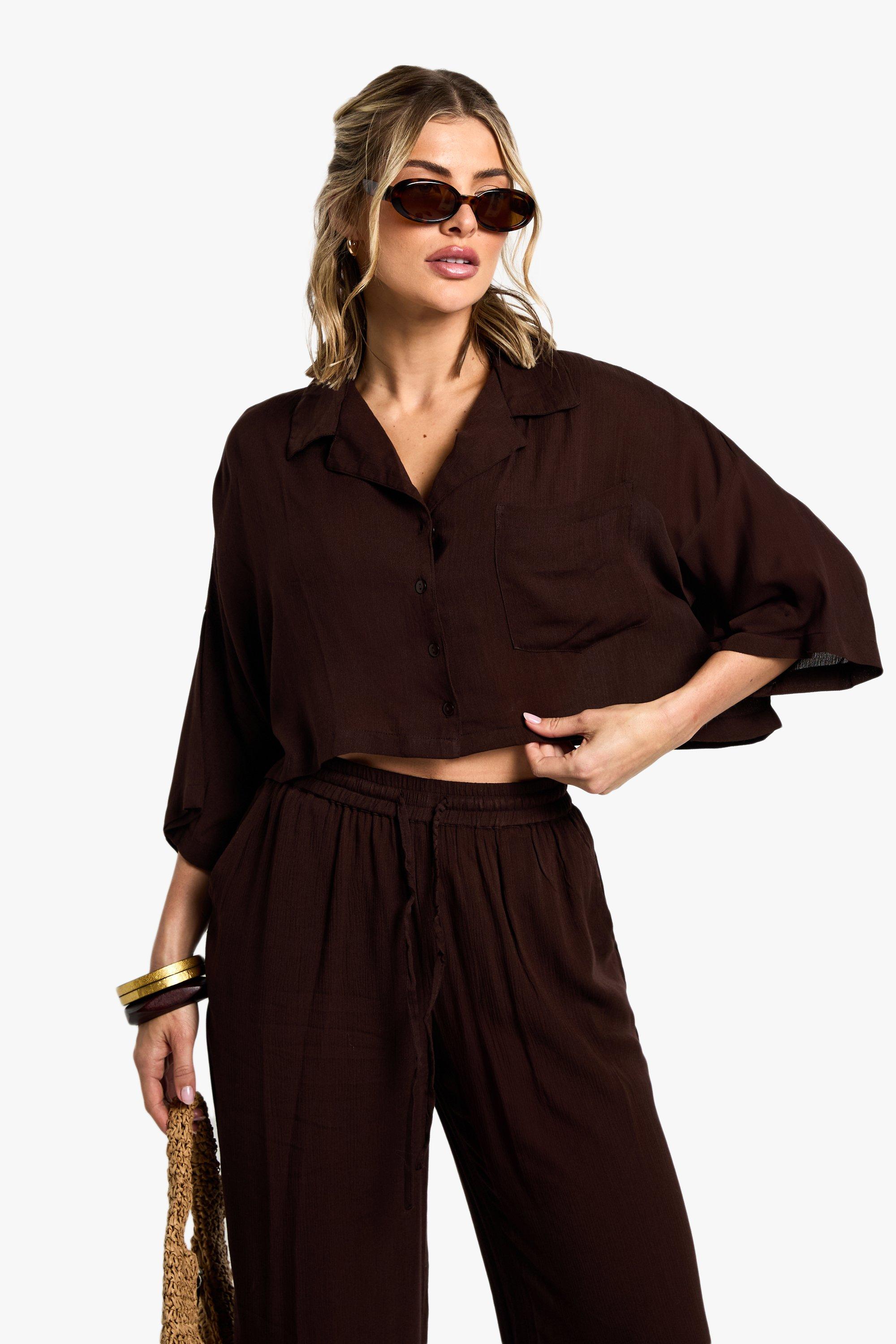 Image of Camicia corta da mare Essentials, Brown