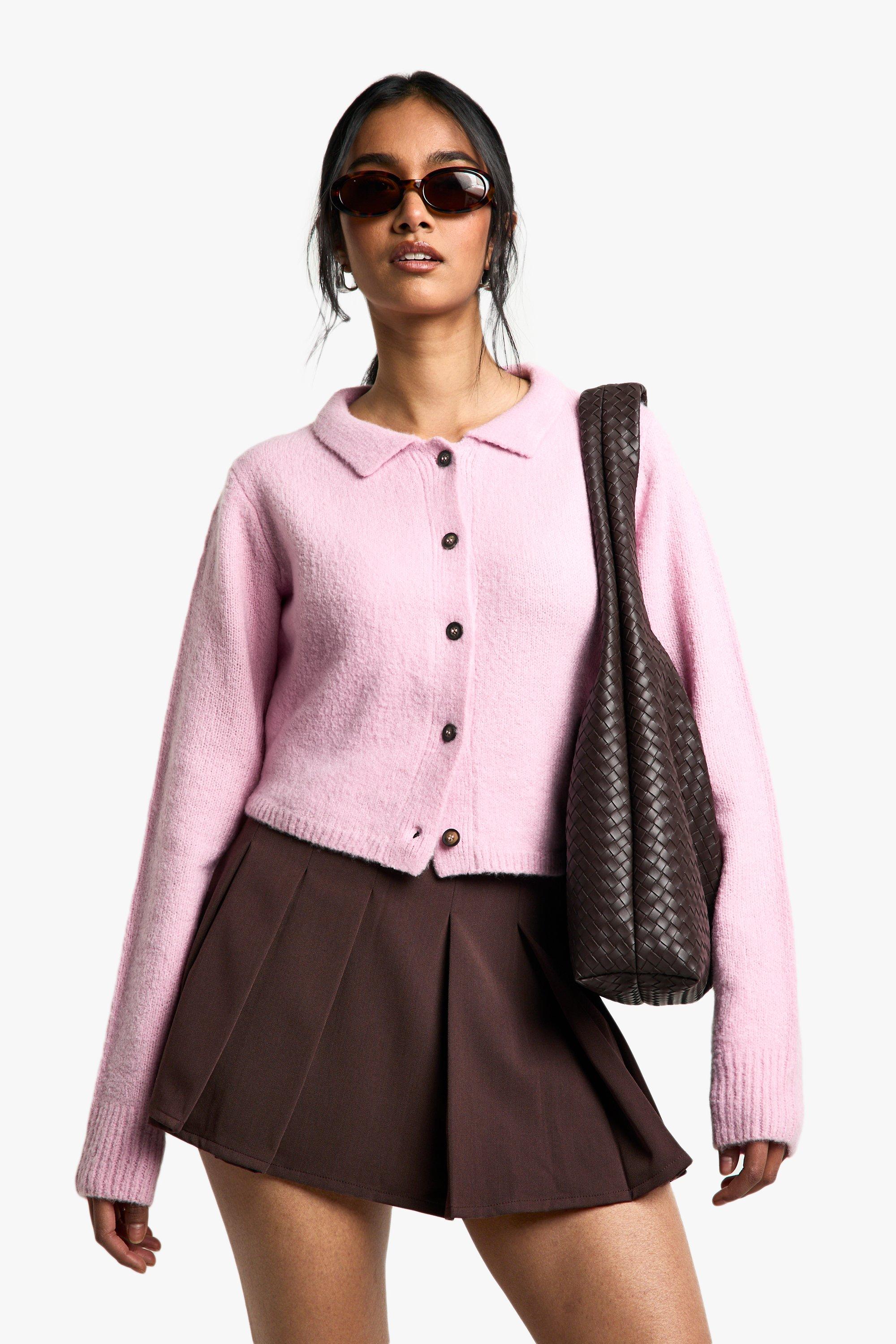 Image of Cardigan con colletto e bottoni, Pink