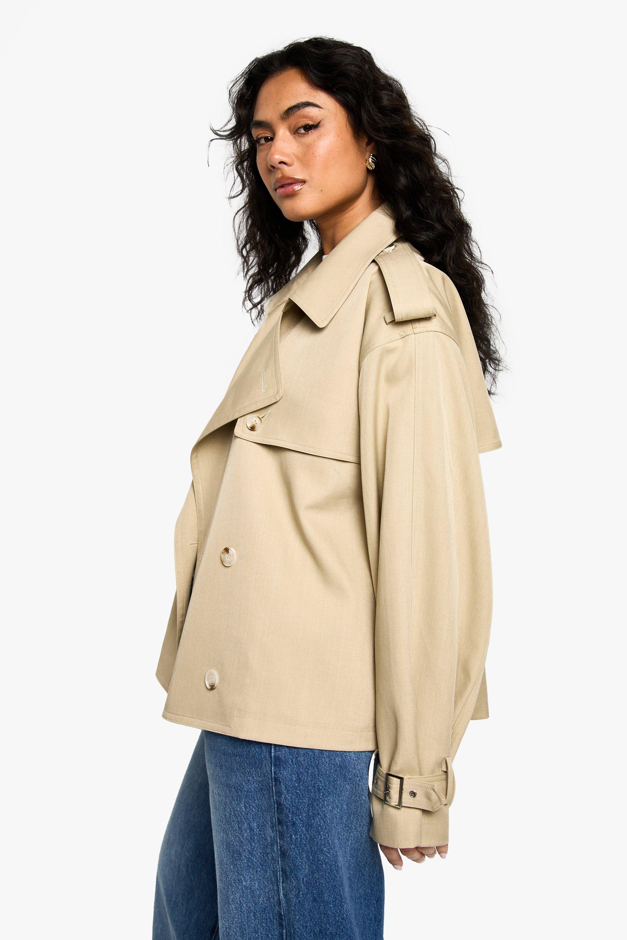 Image of Cappotto Trench Corto Con Cintura, Beige