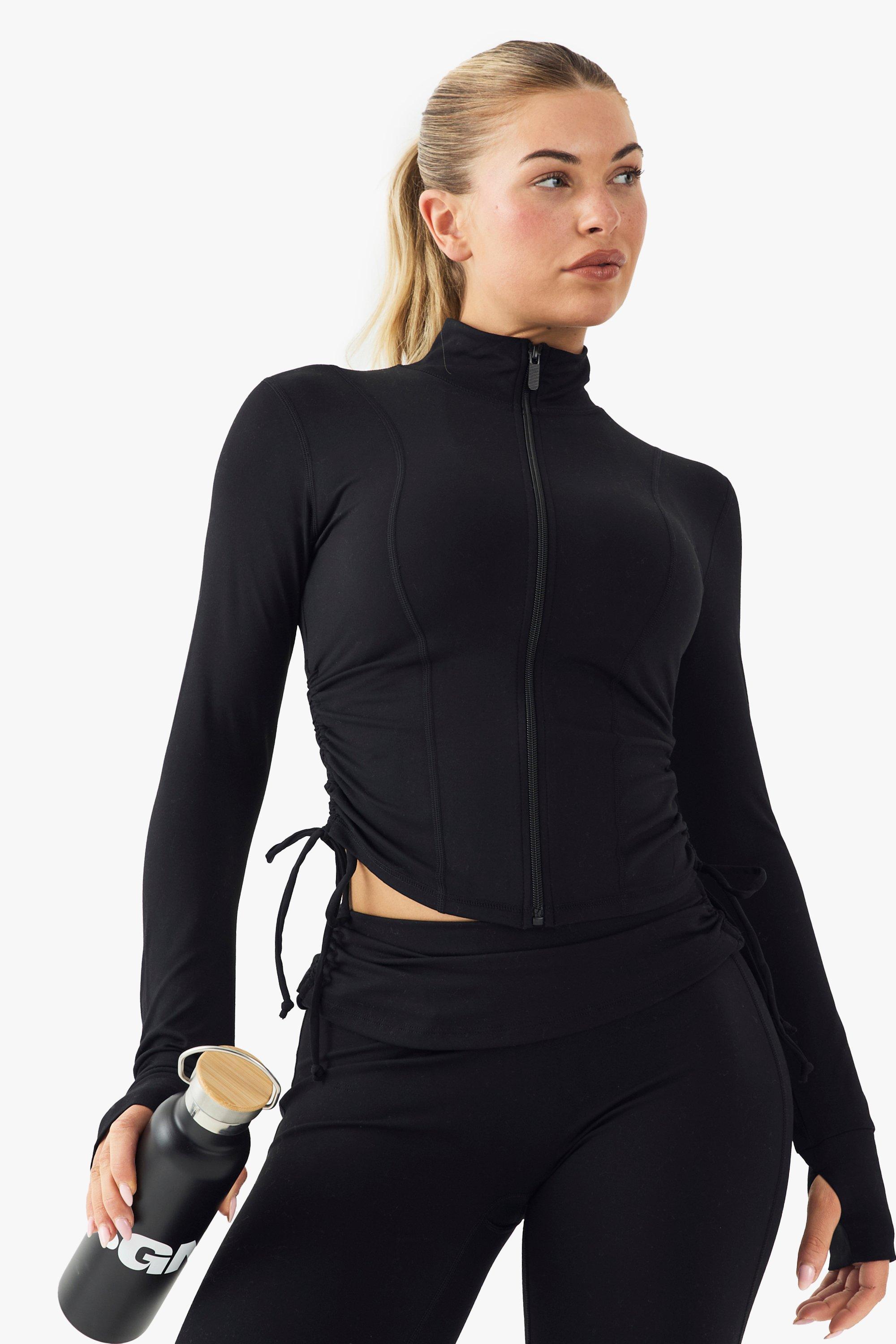 Image of Giacca sportiva Dsgn Studio Supersoft Sculpt con ruches laterali, Nero