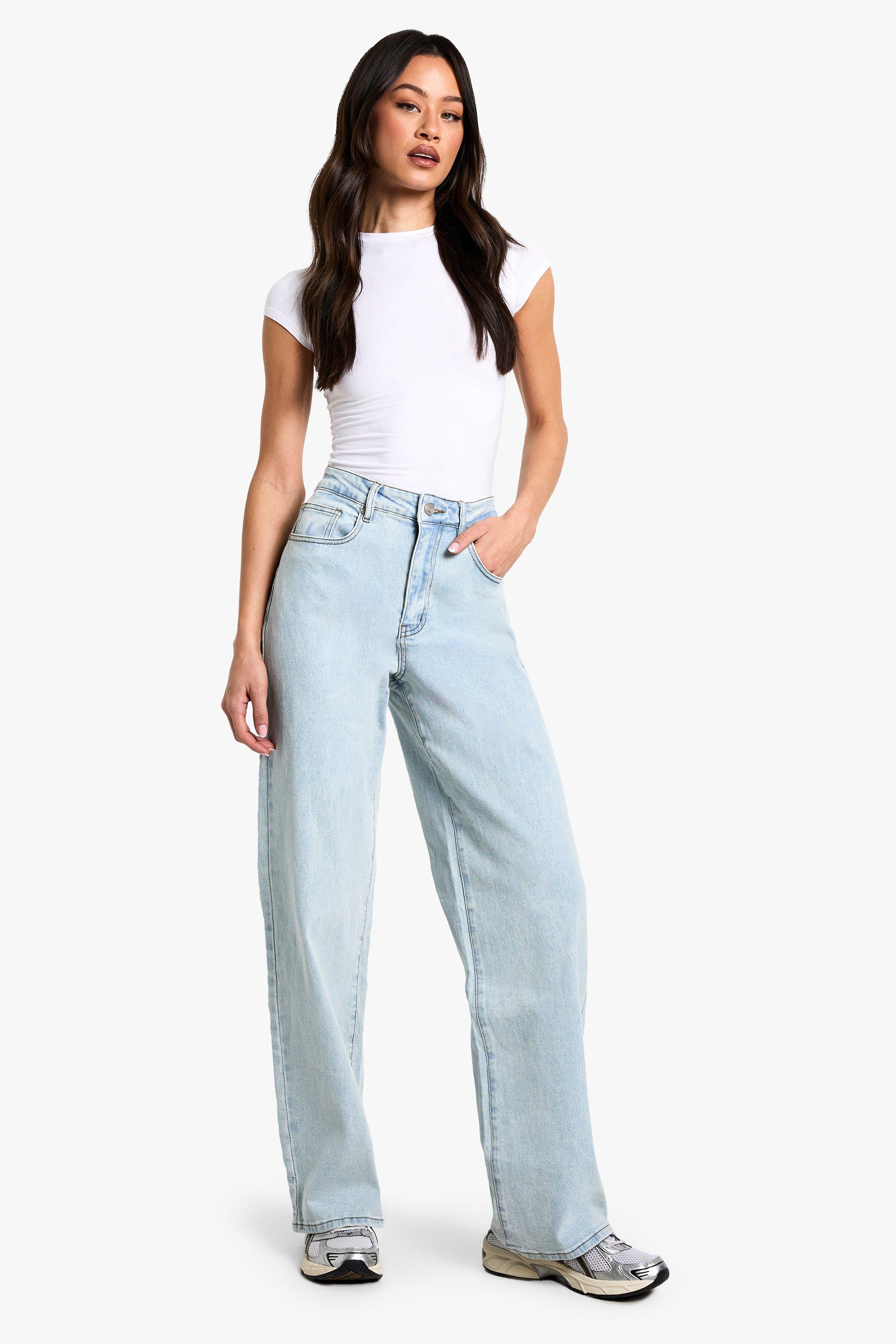 Boohoo Tall Wide Leg Jeans, Bleached Blue