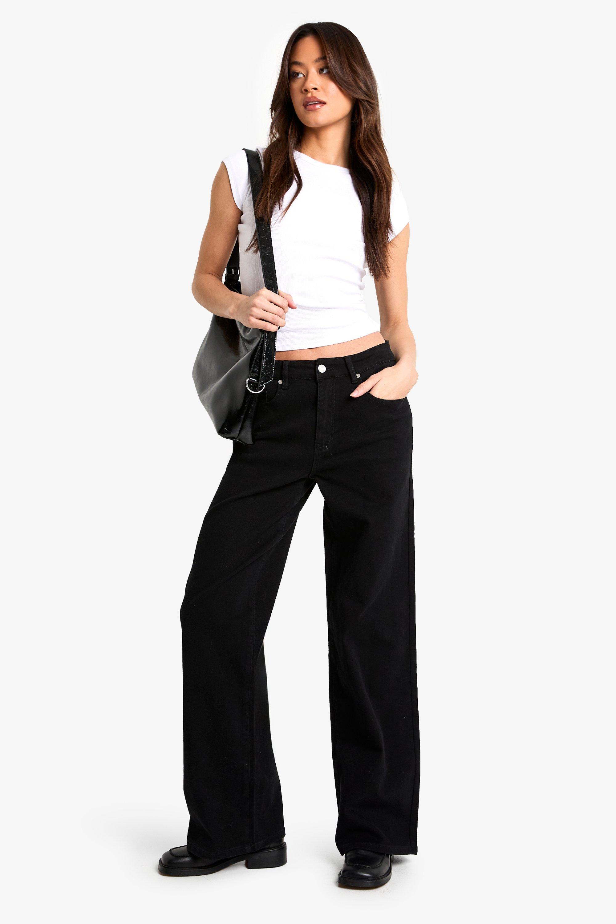 Boohoo Tall Wide Leg Jeans, Black