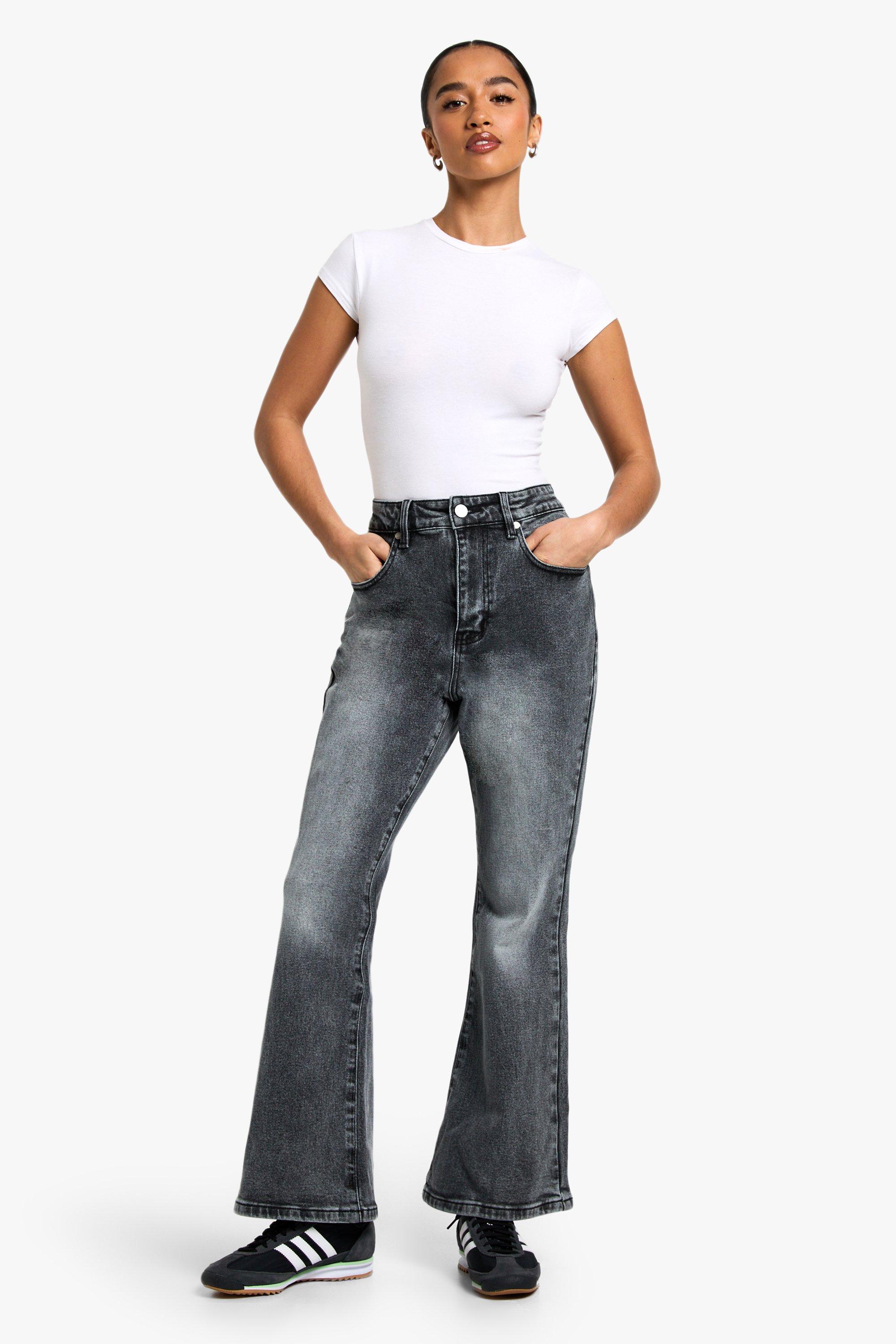 Boohoo The Petite Jeans Met Wijde Pijpen, Grey