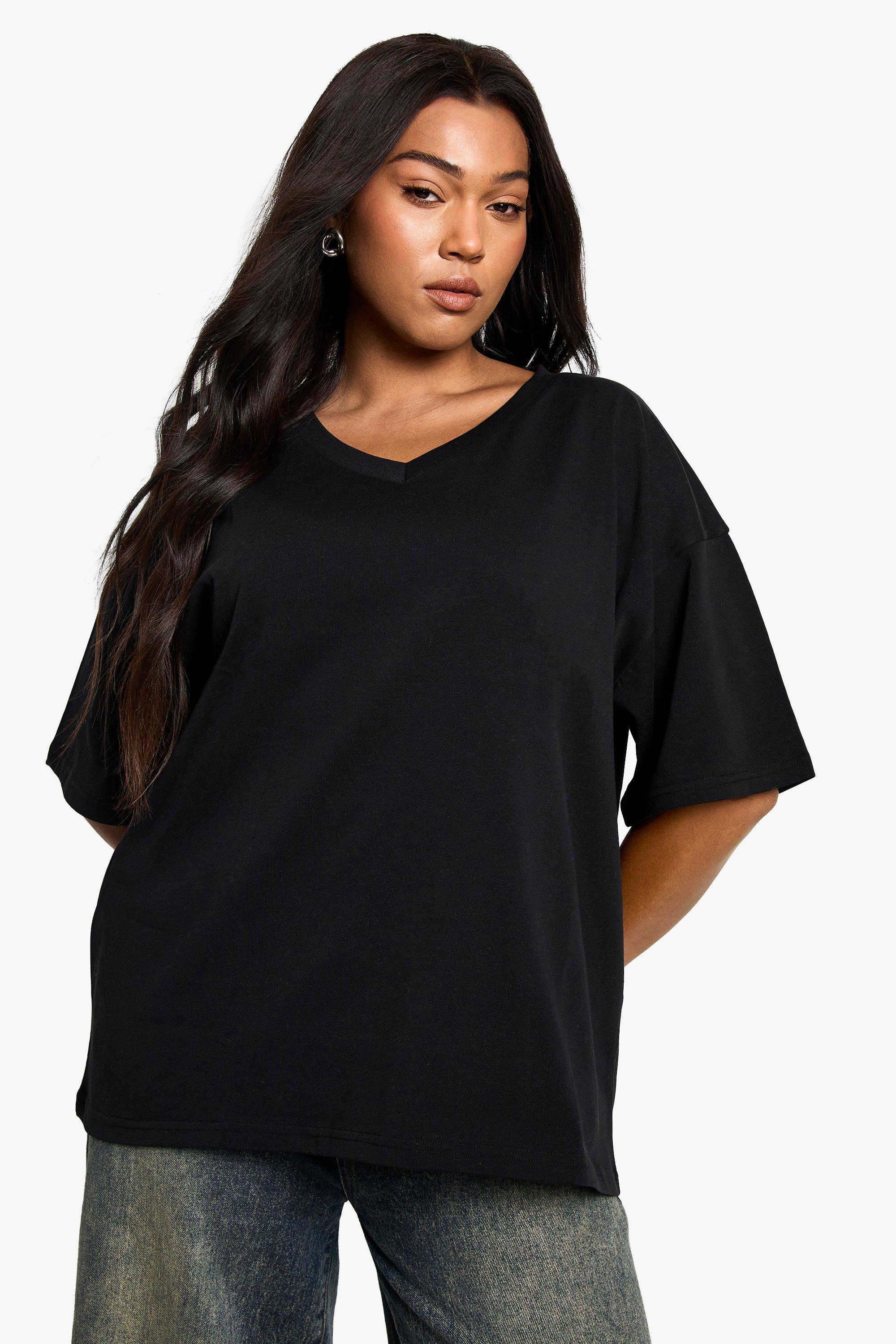 Image of T-shirt Plus Size oversize in cotone, Nero