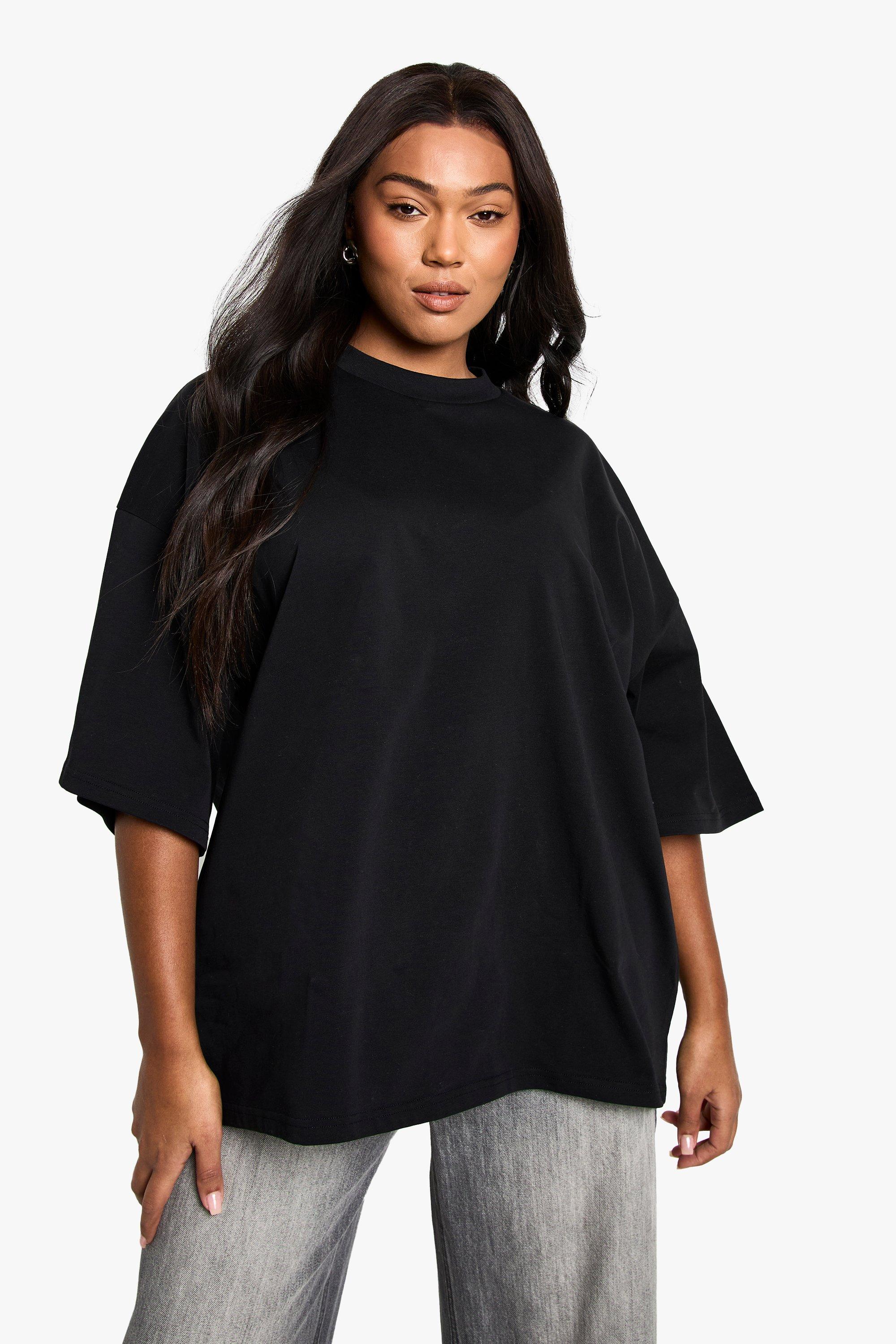 Image of T-shirt Plus Size super oversize in cotone, Nero