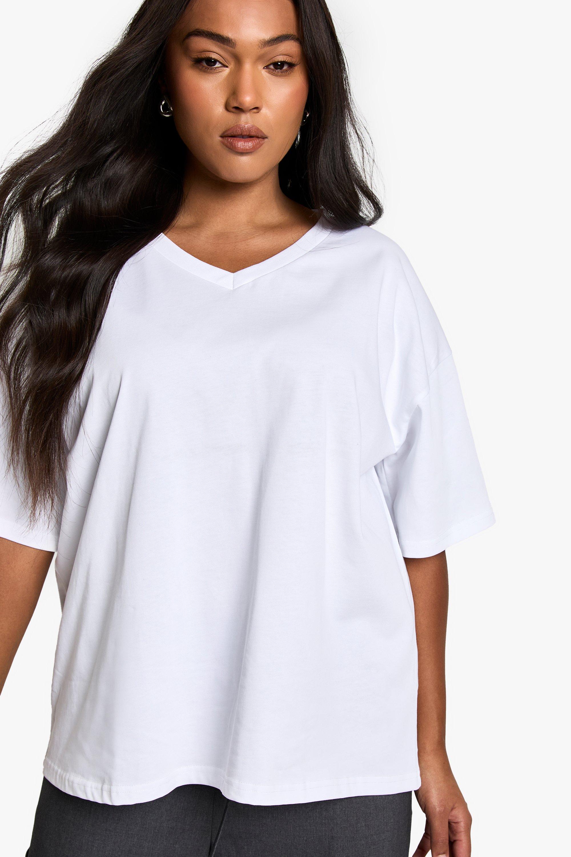 Image of T-shirt Plus Size oversize in cotone, Bianco