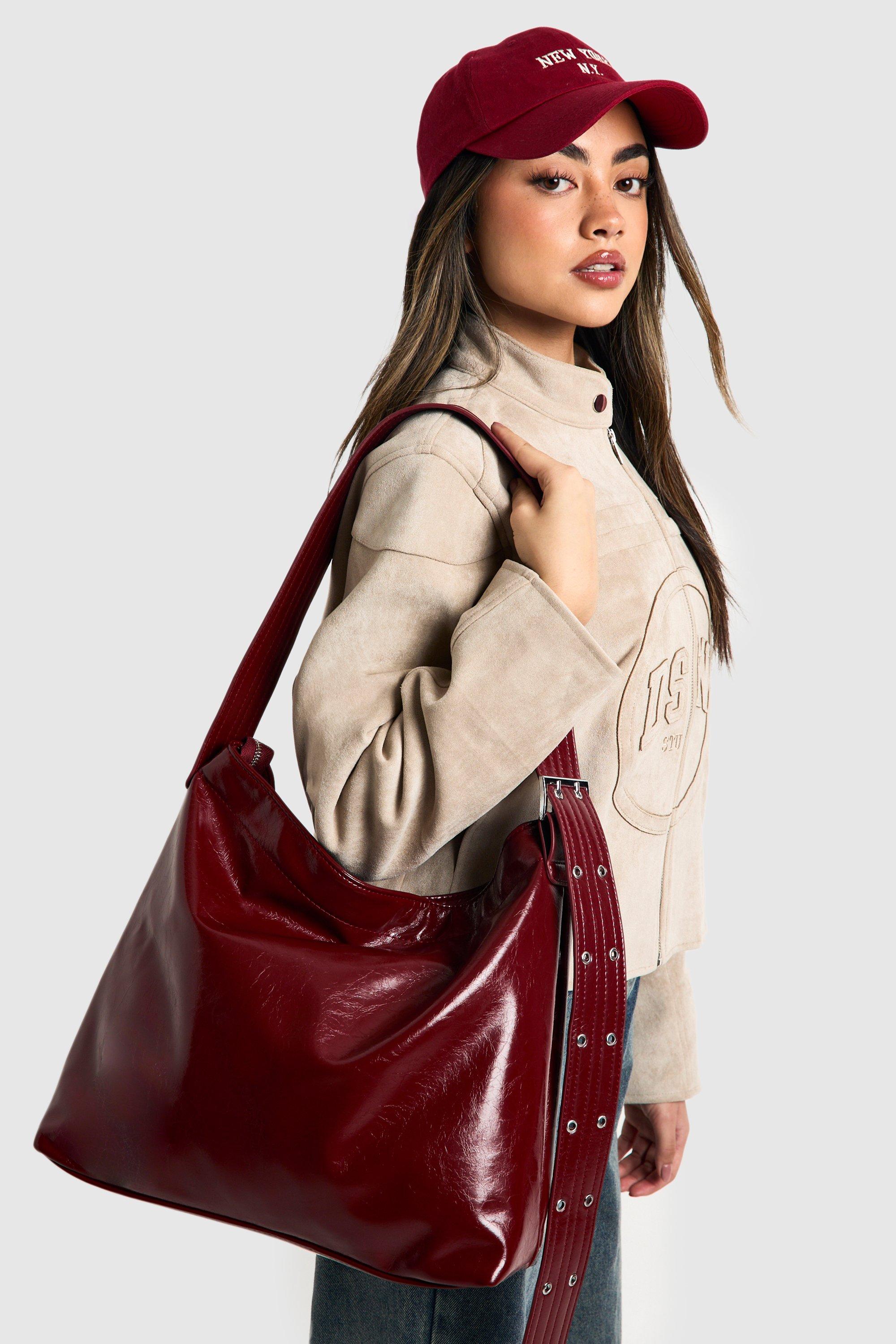 Click to view product details and reviews for Womens Distressed Pu Strap Detail Shoulder Bag Red One Size Red.