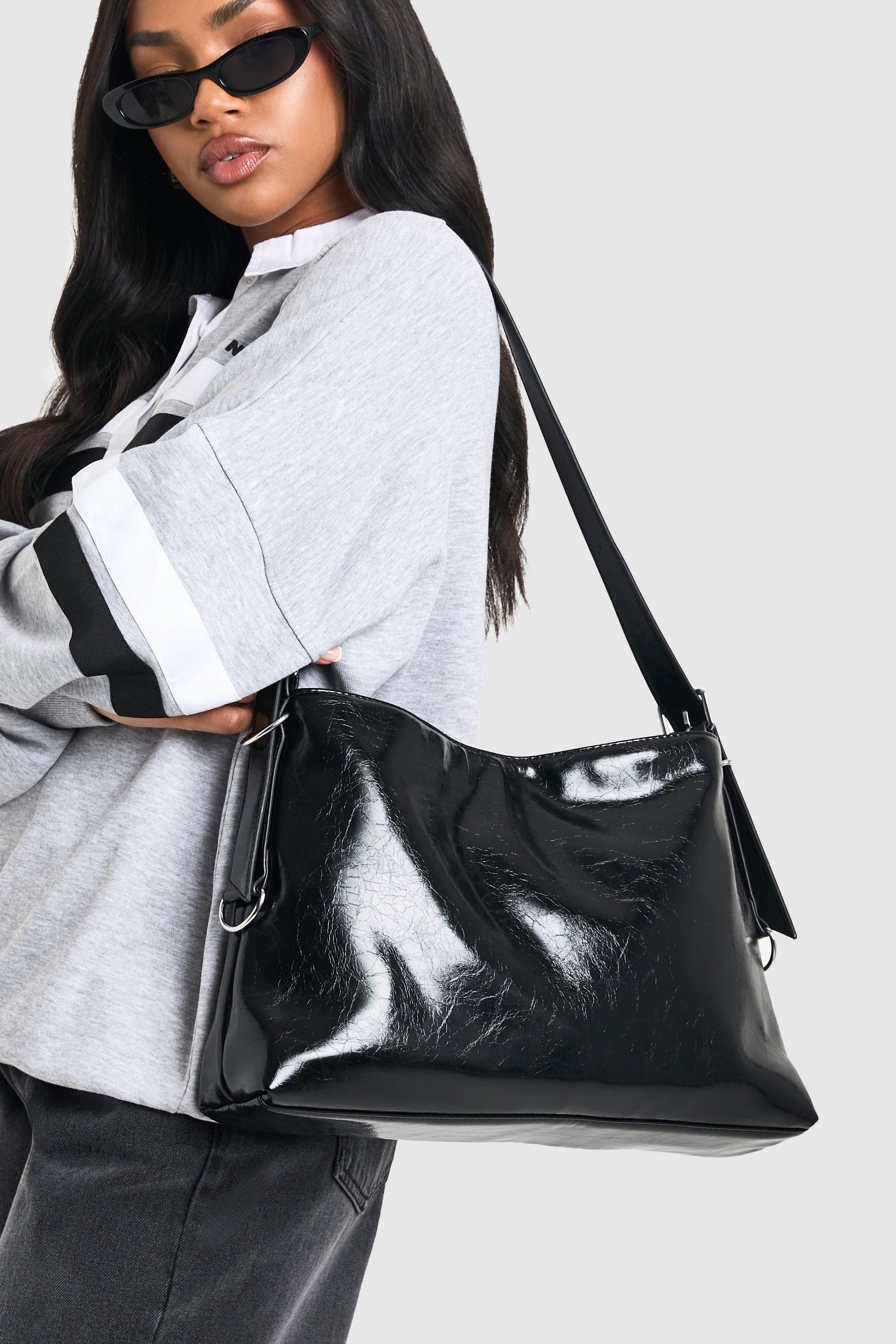 Click to view product details and reviews for Womens Distressed Leather Look Shoulder Bag Black One Size Black.
