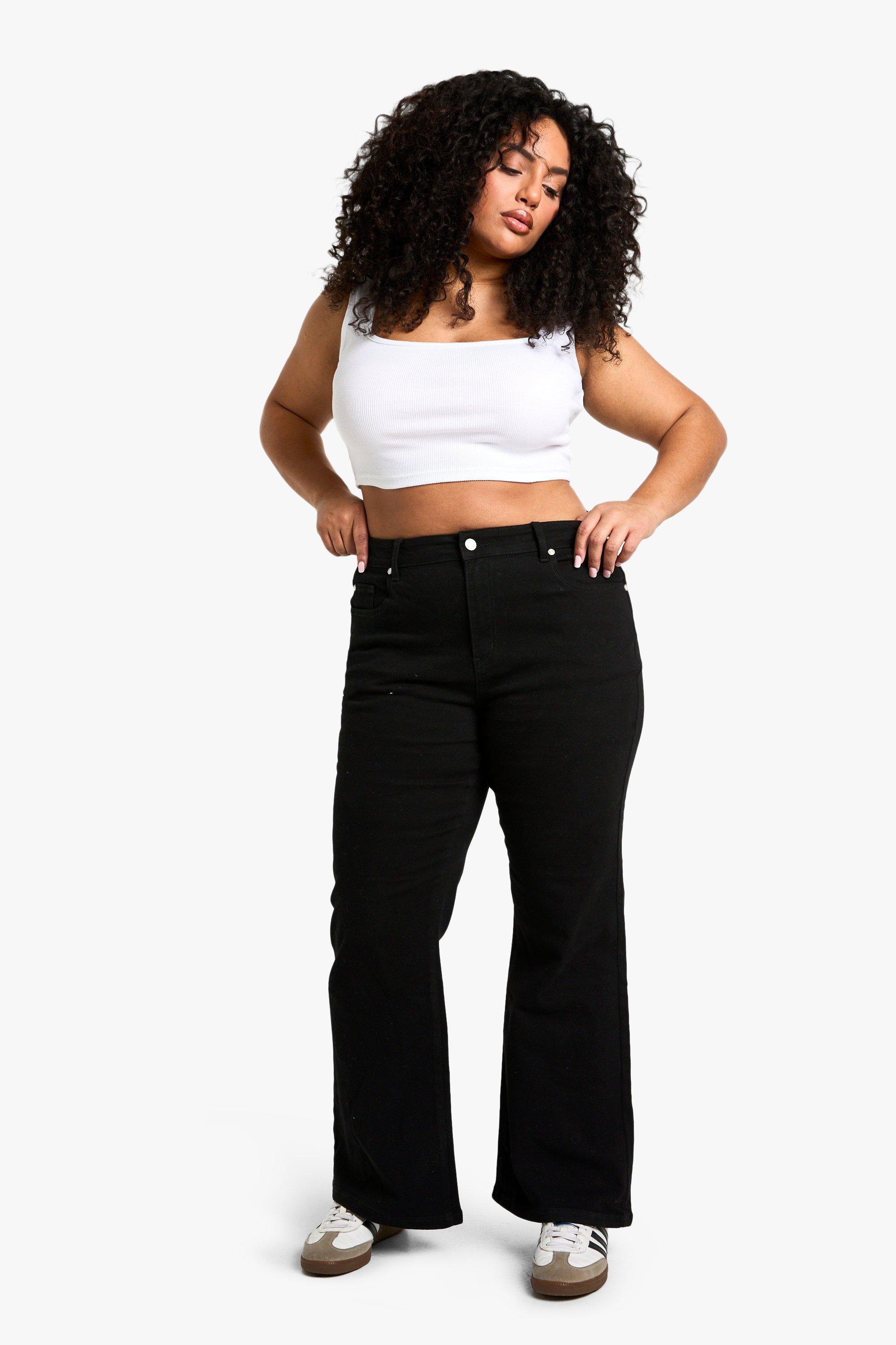 Boohoo Plus Bootcut Jeans, Black