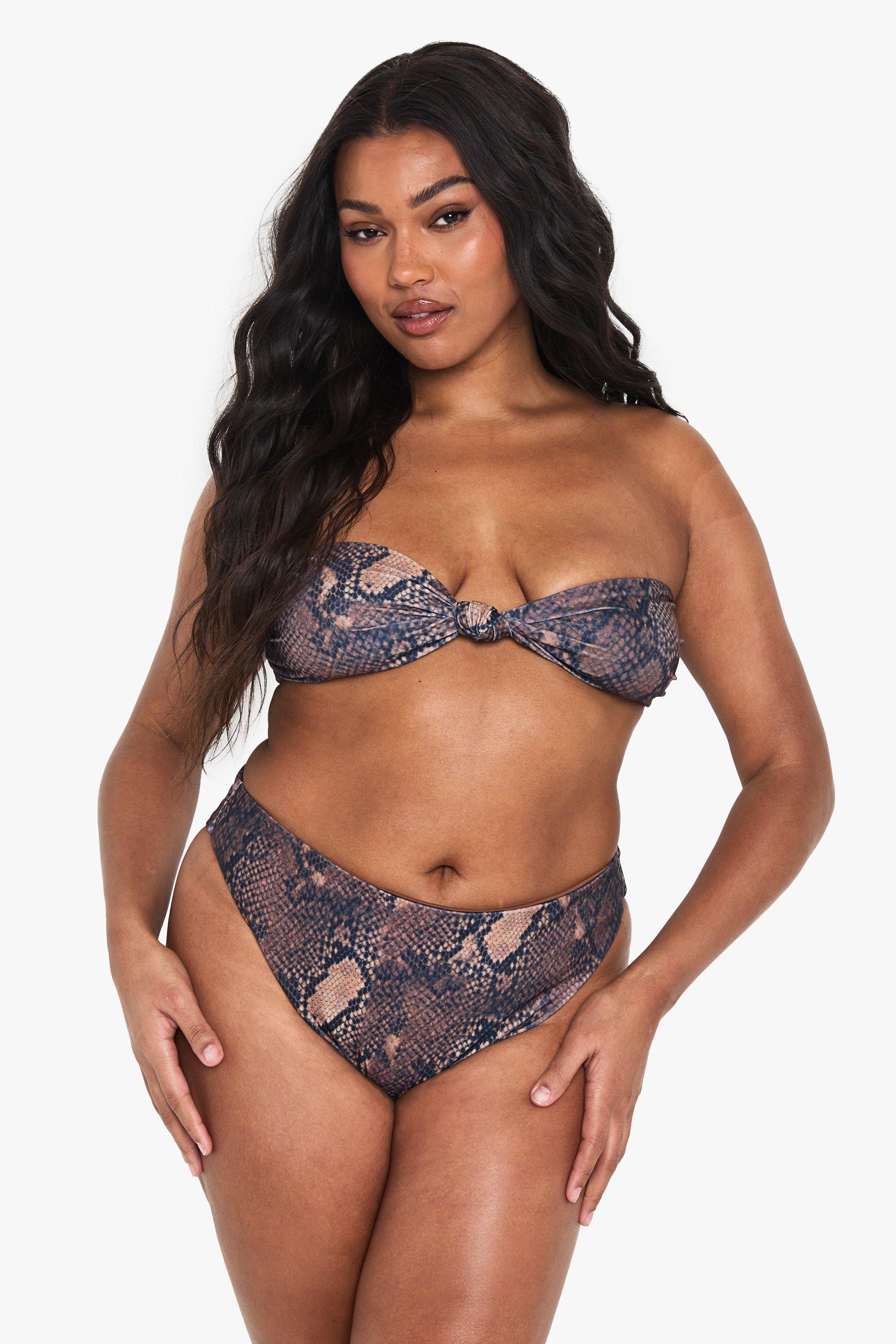 Boohoo Plus Slangenprint High Waist Bikini Broekje, Snake