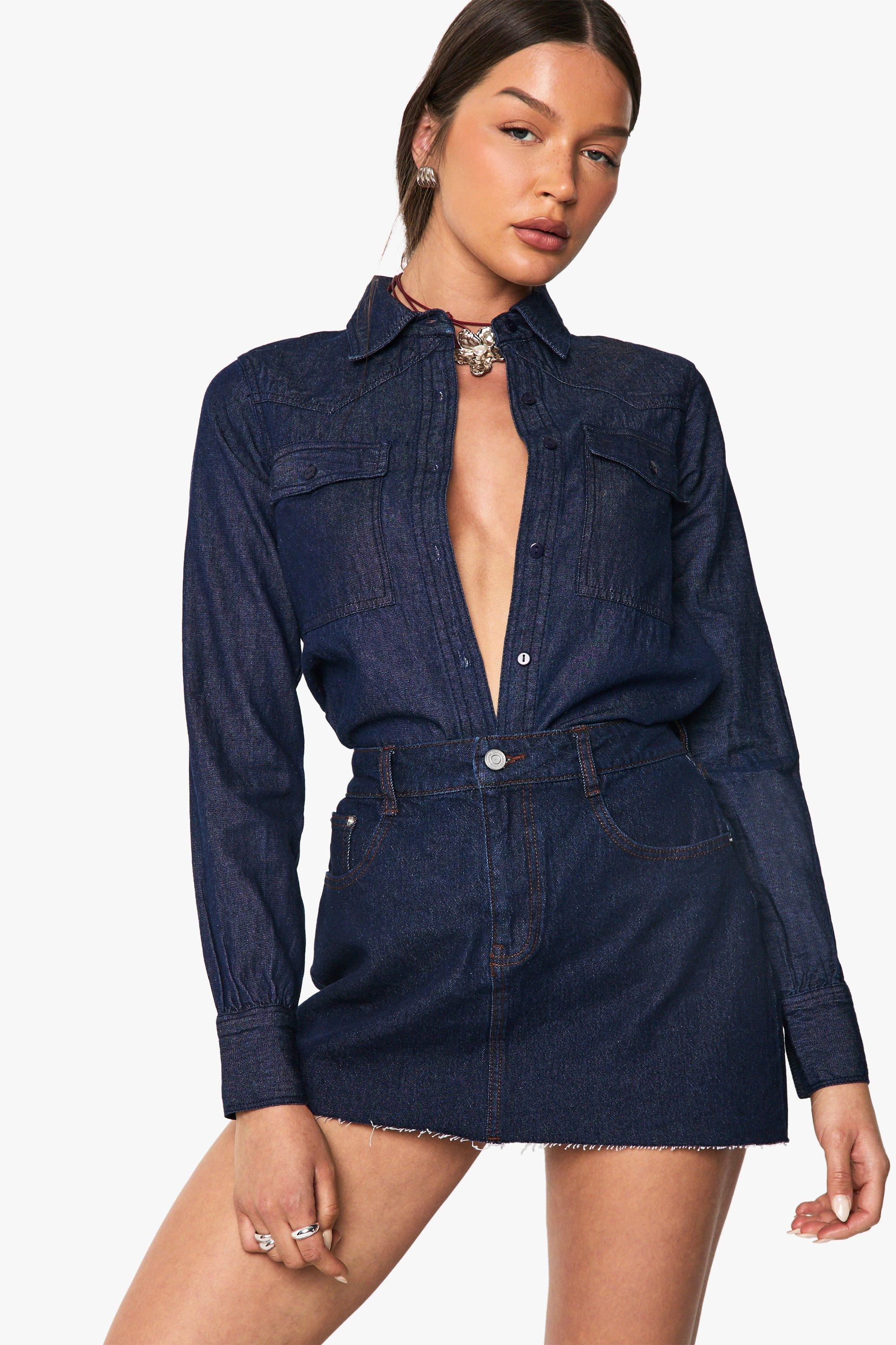Image of Minigonna in denim, Azzurro