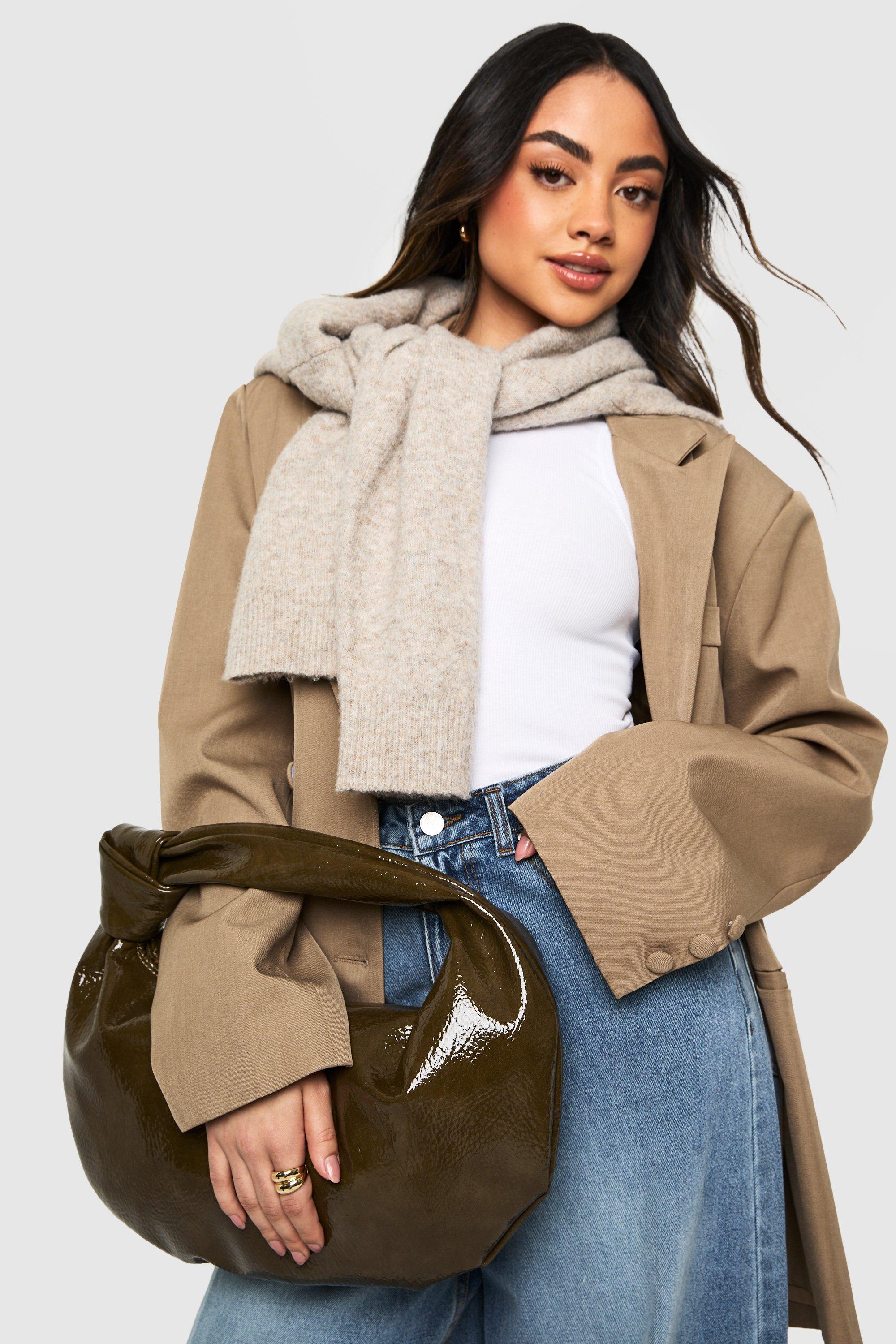Click to view product details and reviews for Womens Textured Patent Knot Detail Grab Bag Green One Size Green.