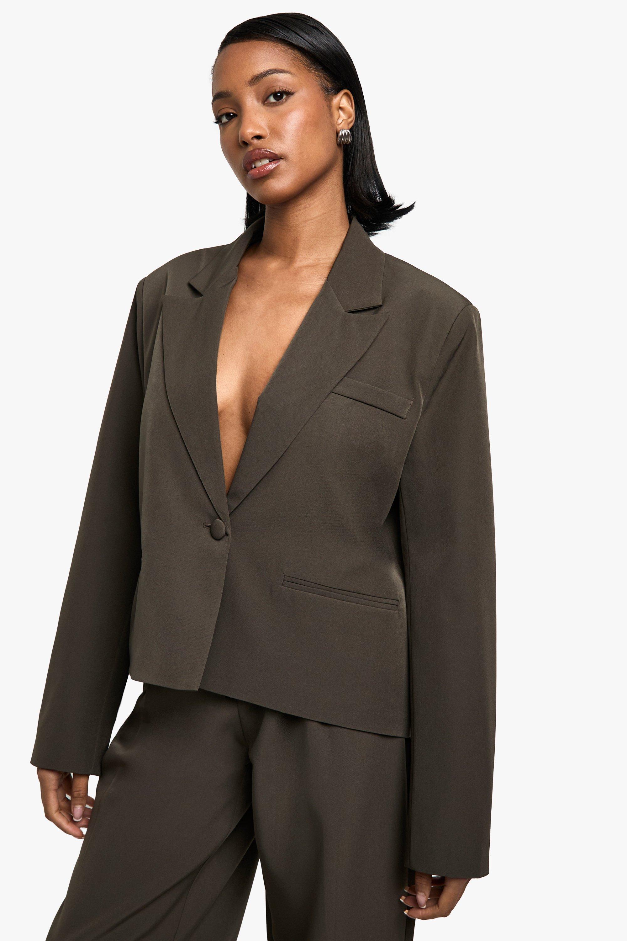 Image of Blazer sartoriale squadrato in tessuto, Grigio