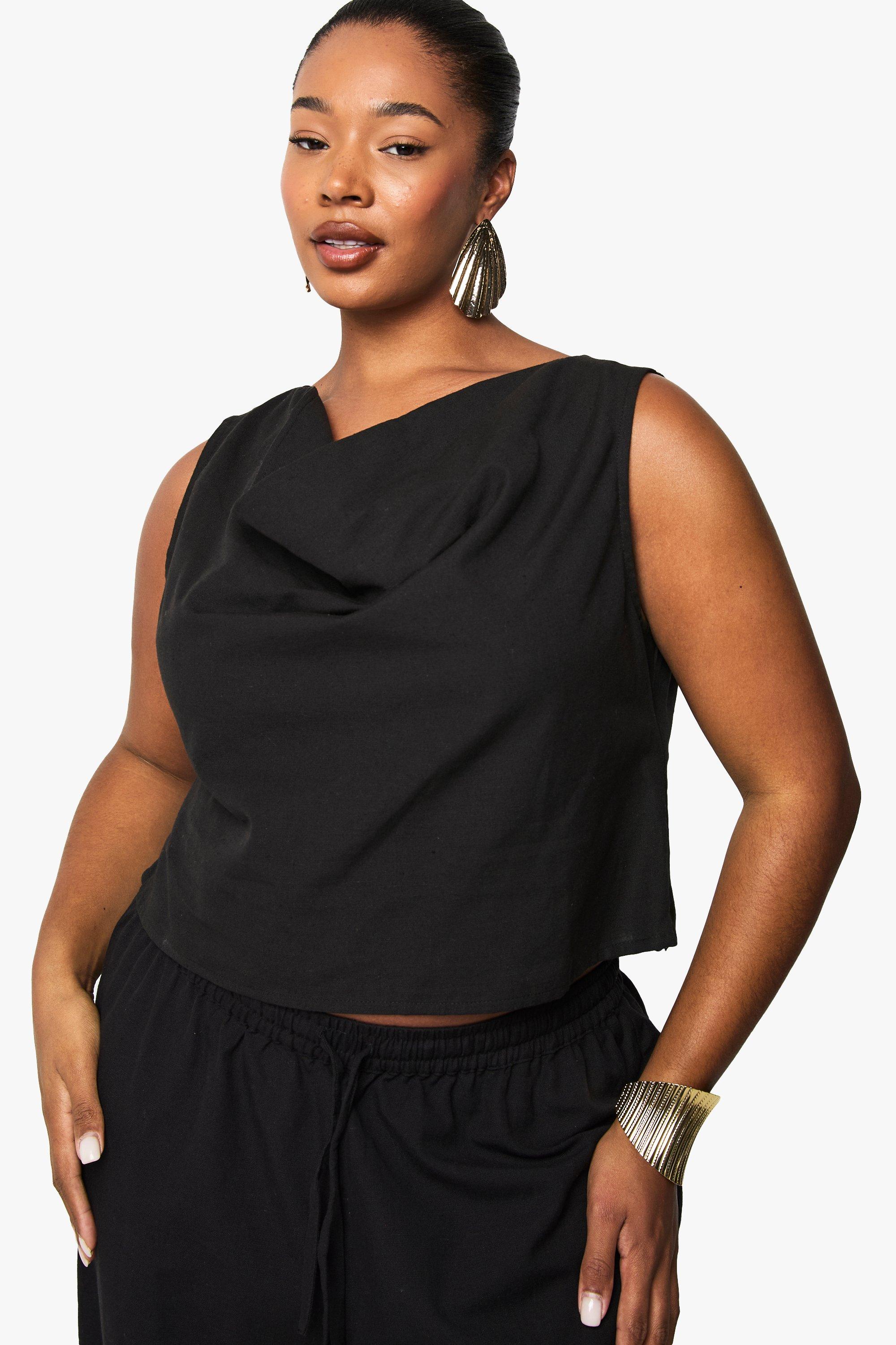 Grande Taille - Crop Top A Col Benitier - Noir - 52, Noir