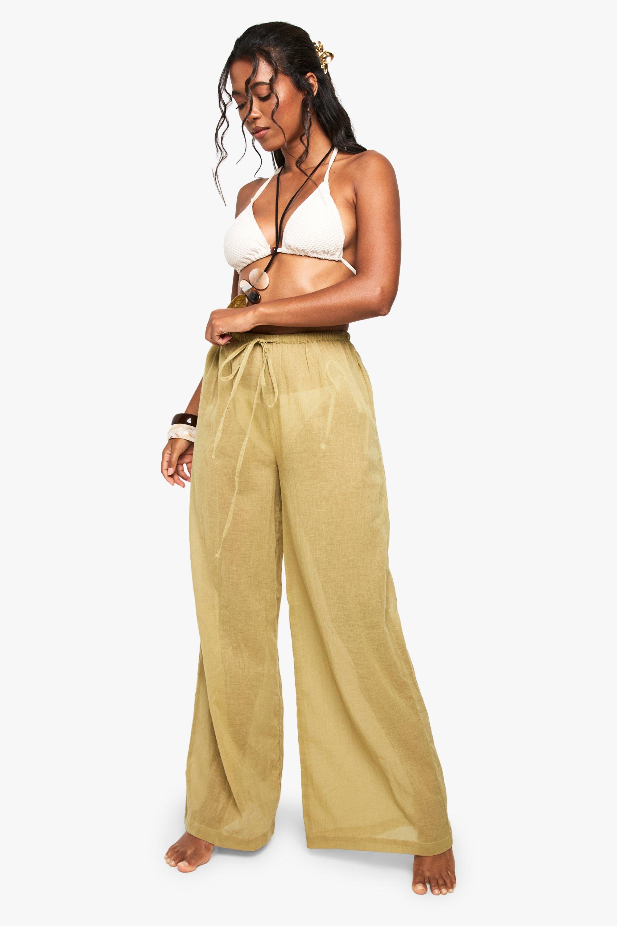 Image of Cheesecloth Beach Trousers, Verde