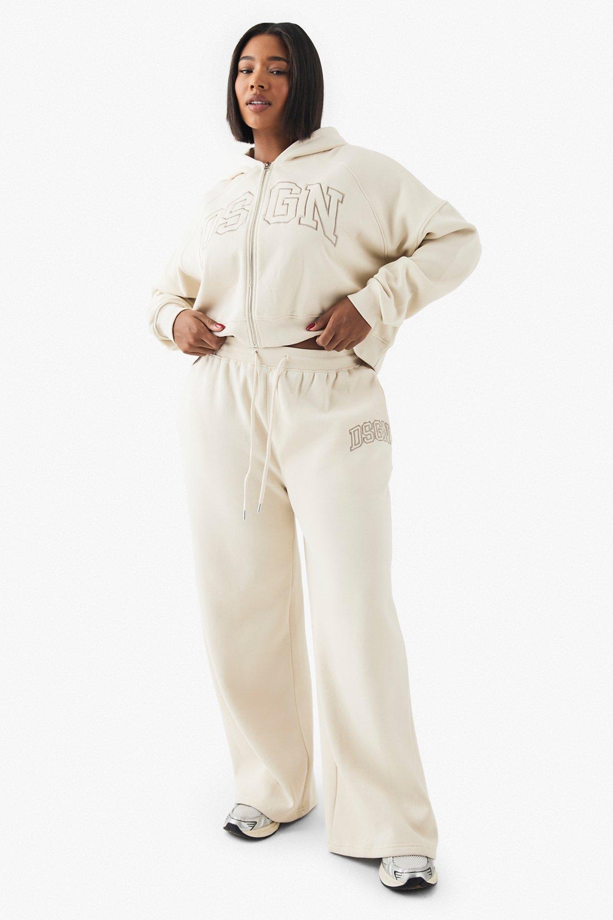 Image of Pantaloni tuta Plus Size DSGN Studio con applique, Cream