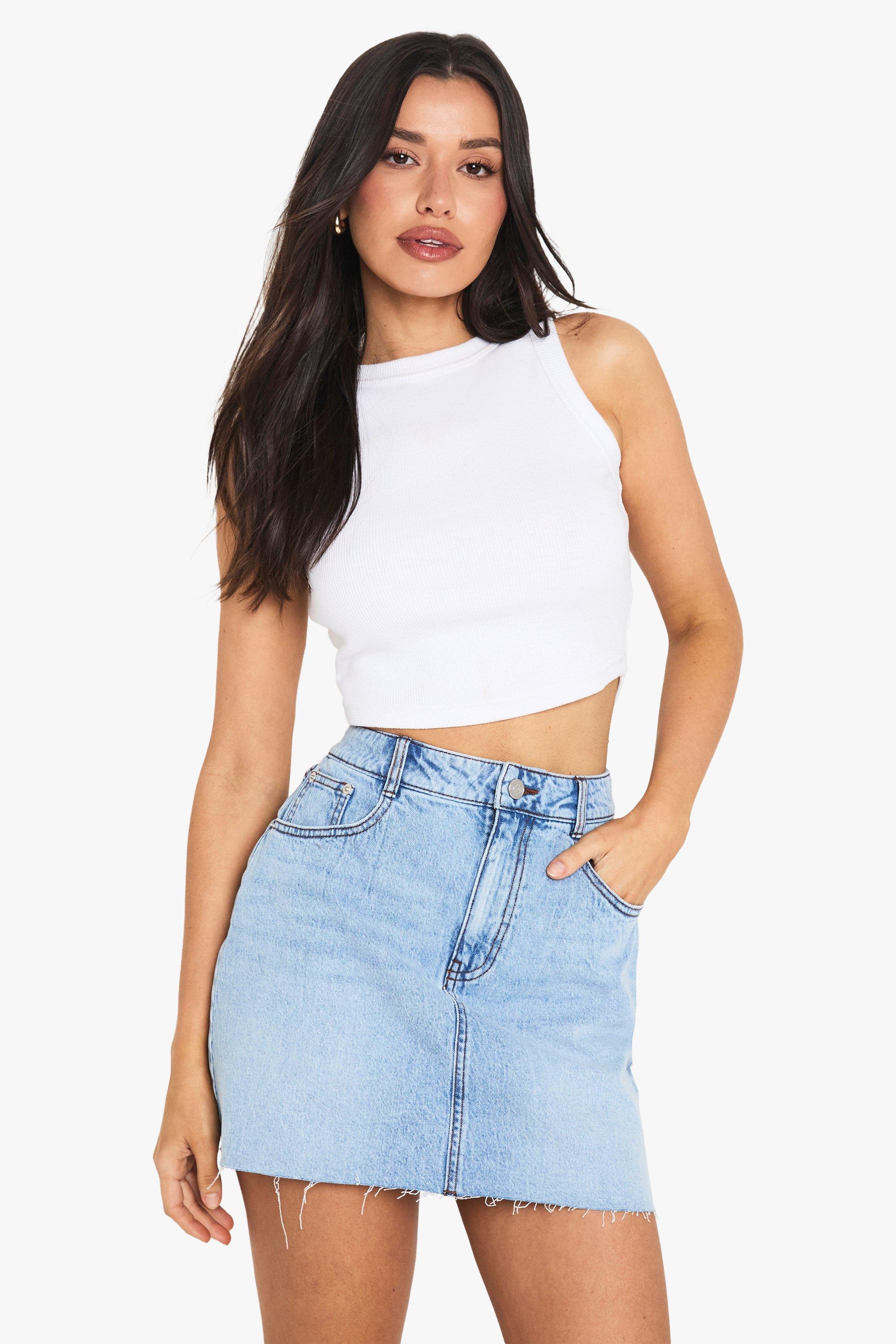 Boohoo Tall Mini Spijkerrokje, Light Wash