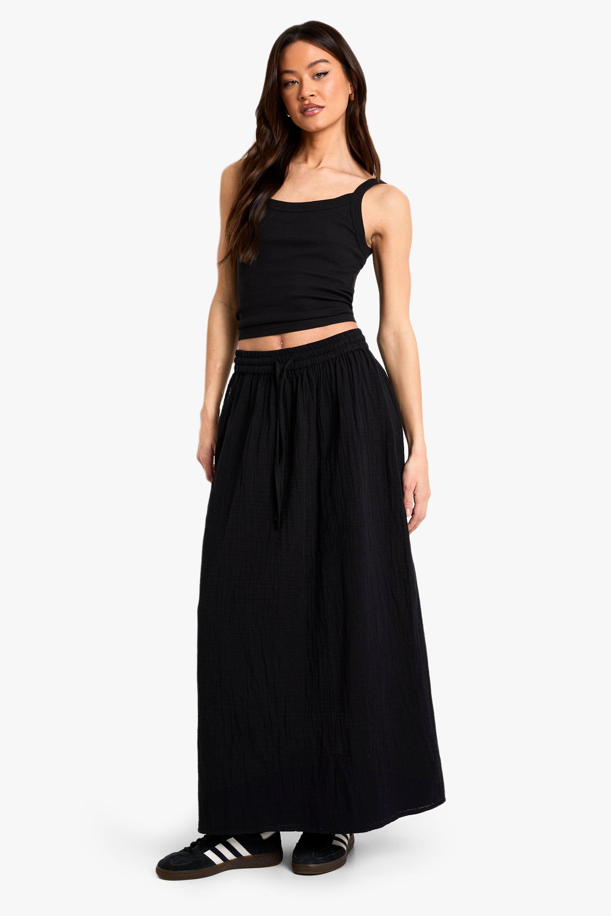 Boohoo Tall Kaasdoek Maxi Rok, Black