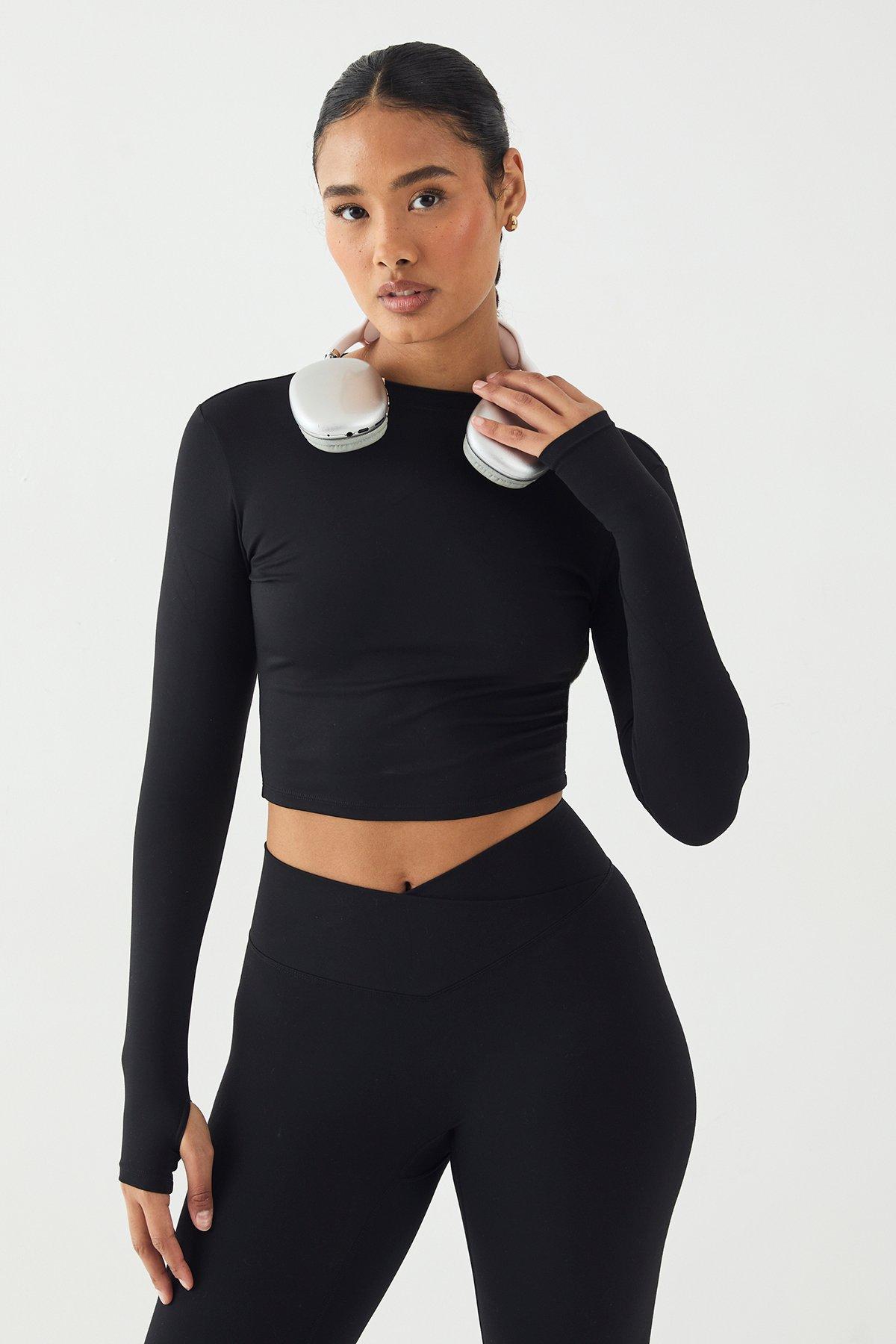 Image of Top a maniche lunghe Dsgn Studio super morbido effetto vellutato, Nero