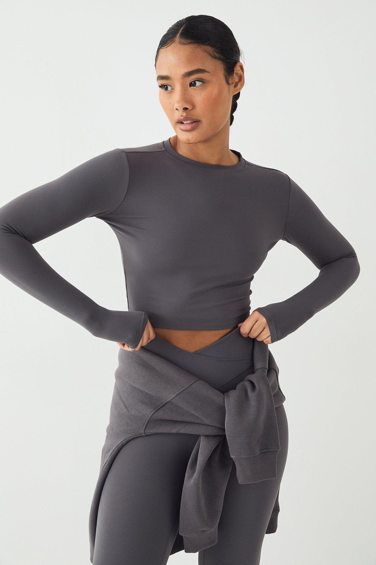 Image of Top a maniche lunghe Dsgn Studio super morbido effetto vellutato, Grigio