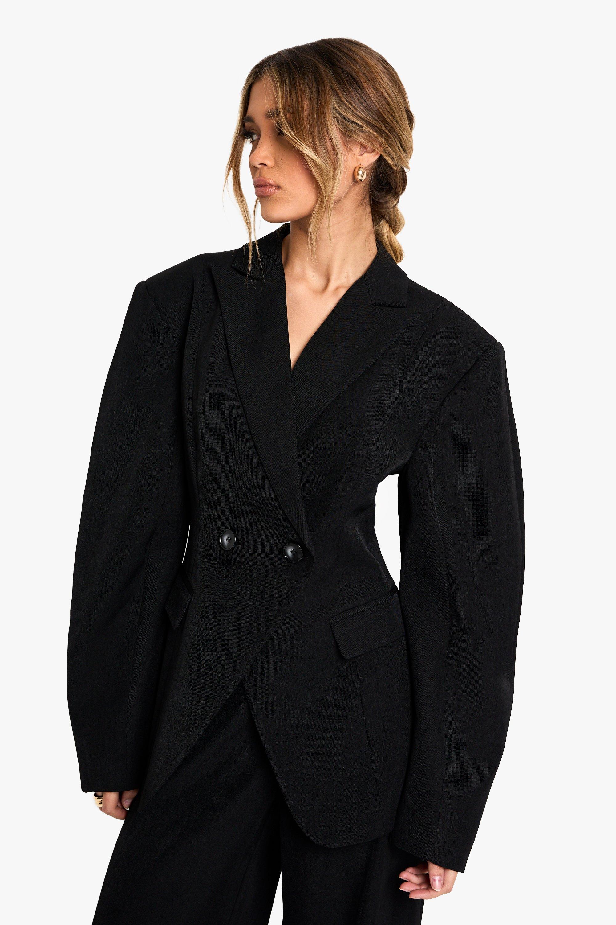 Image of Blazer scaldacuore sartoriale con maniche a botte, Nero