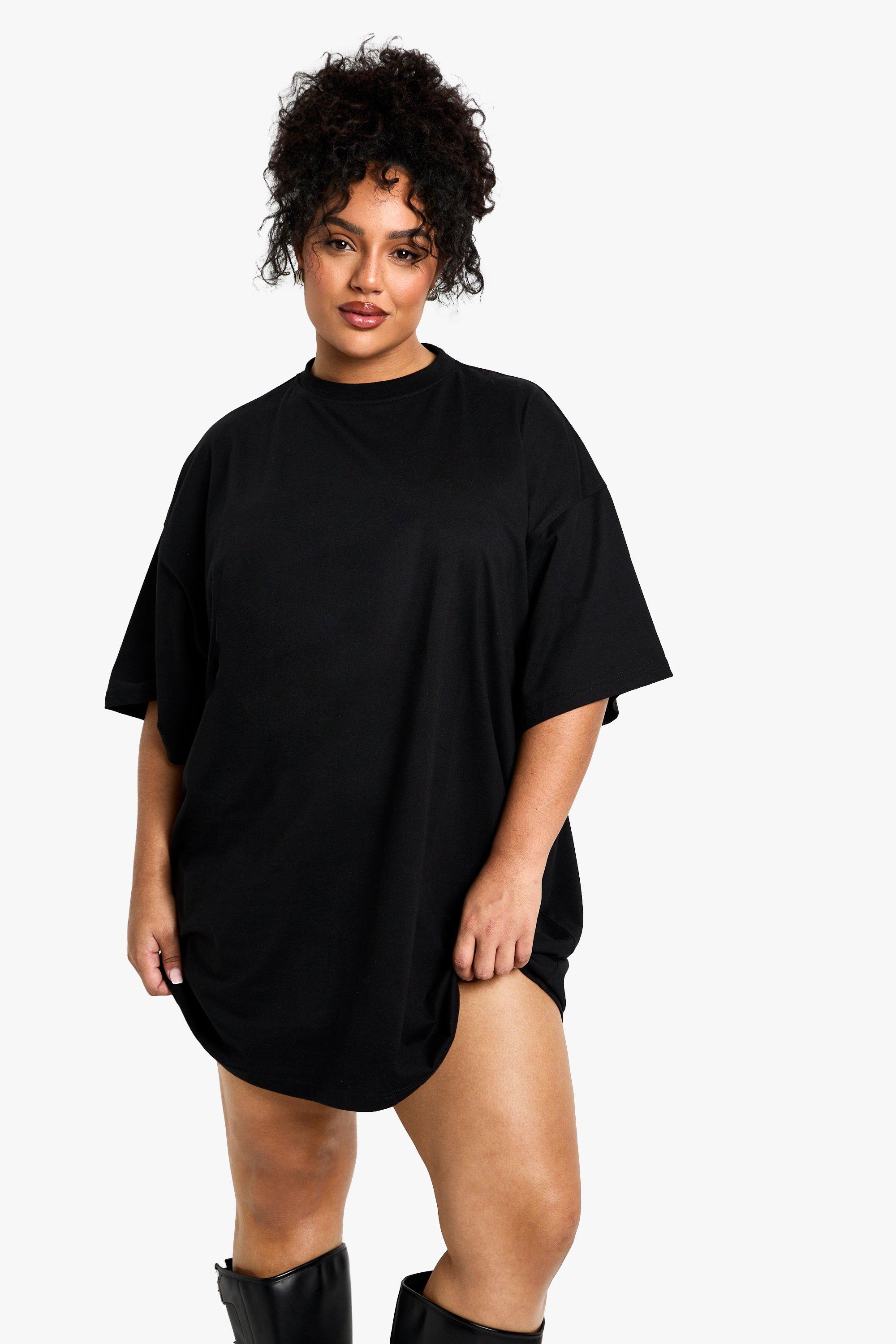 Image of Vestito T-shirt Plus Size oversize, Nero