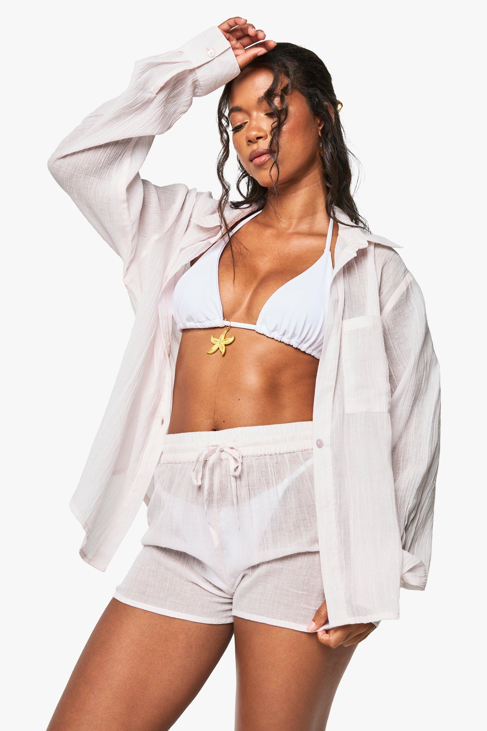 Image of Cheesecloth Beach Shorts, Pink