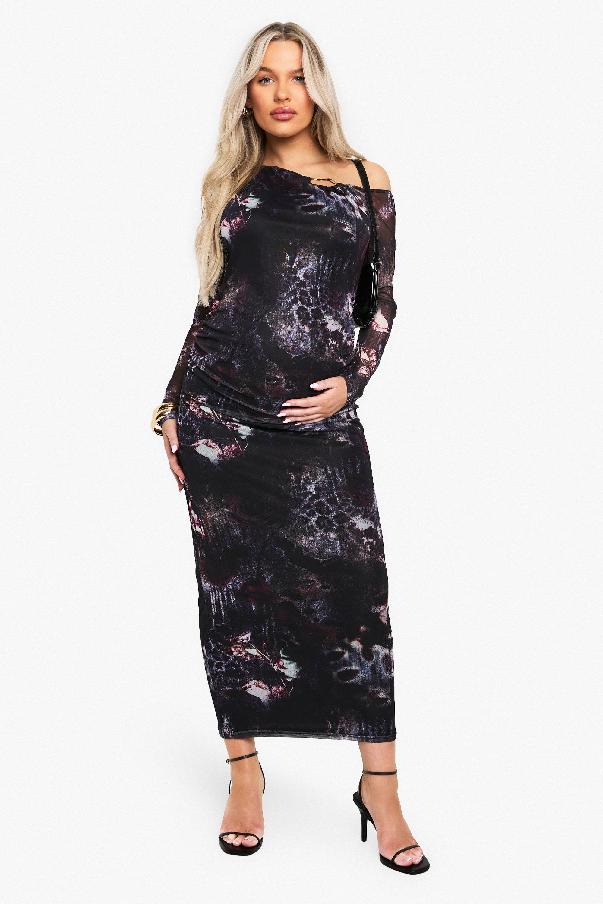 Boohoo Asymmetrische Midaxi Jurk Met Zwangerschap Zoom, Purple