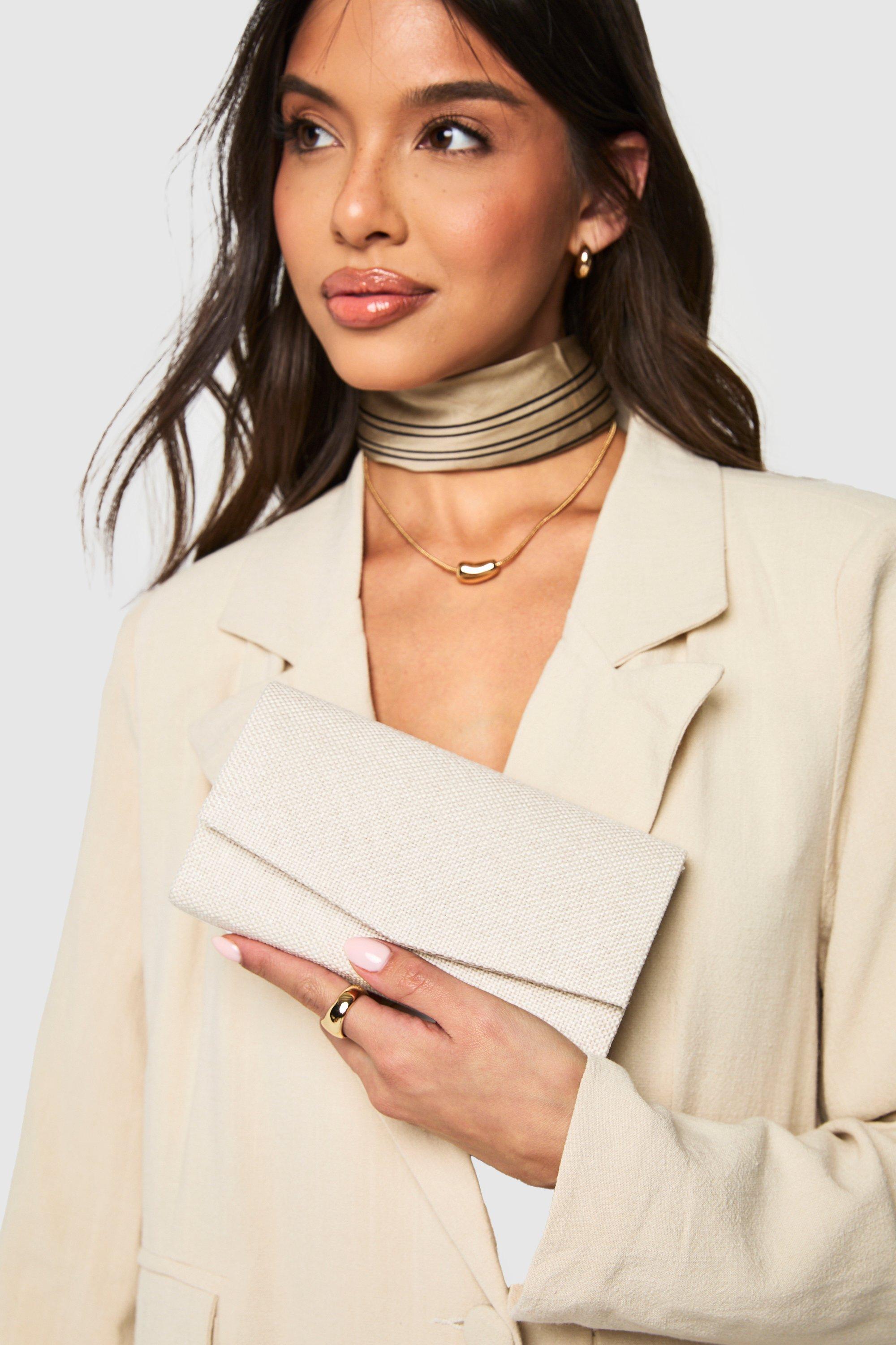 Click to view product details and reviews for Womens Linen Structured Clutch Bag Beige One Size Beige.