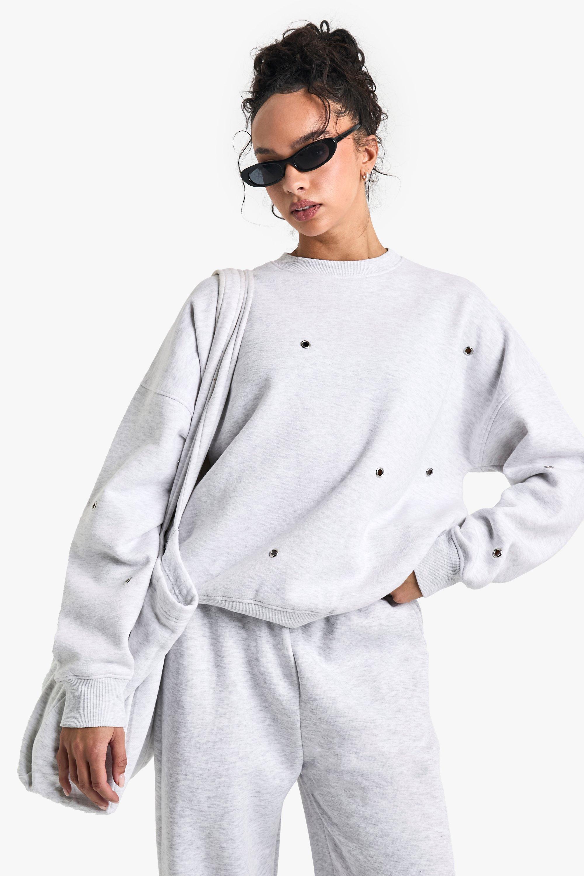 Image of Felpa oversize con asole, Grigio