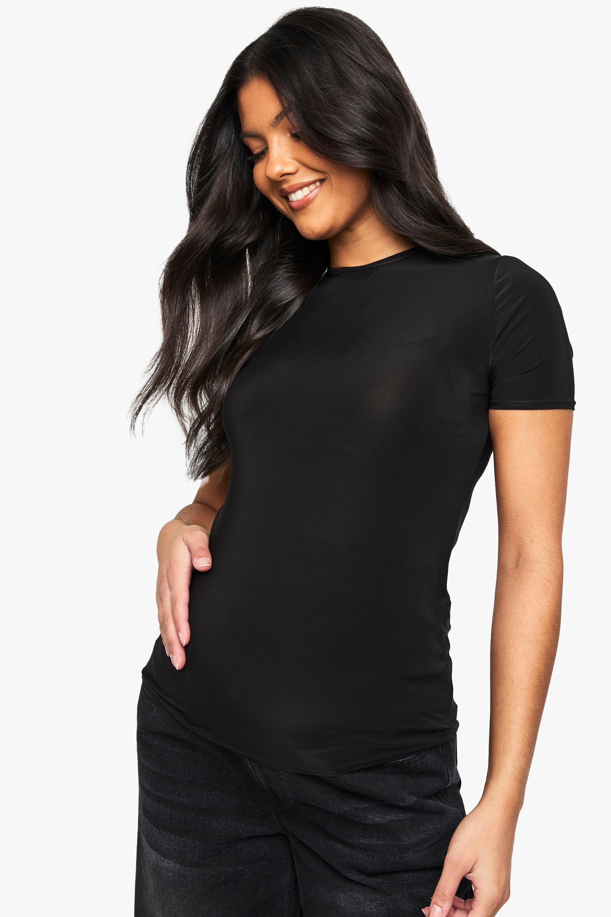 Image of T-shirt a girocollo Premaman morbida al tatto, Nero