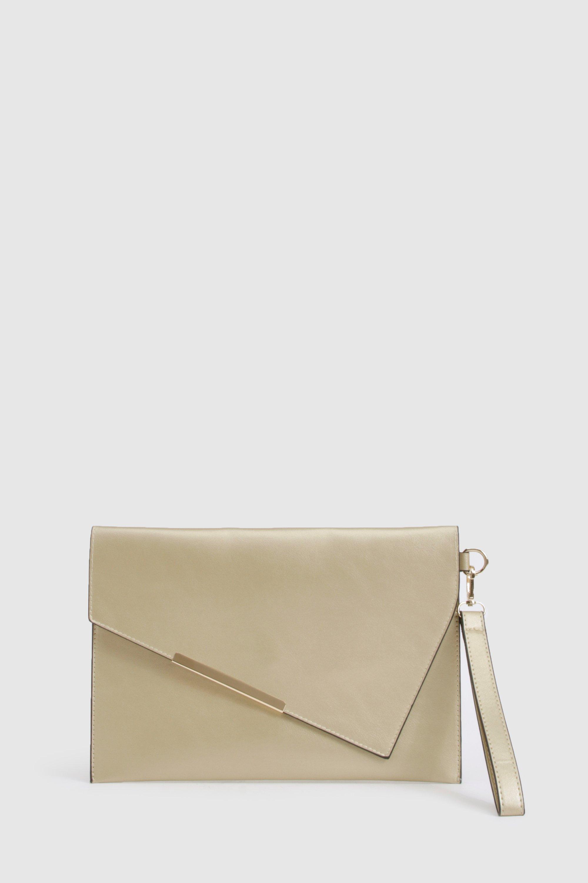 Click to view product details and reviews for Womens Asymmetric Fold Over Large Envelope Clutch Bag Gold One Size Gold.