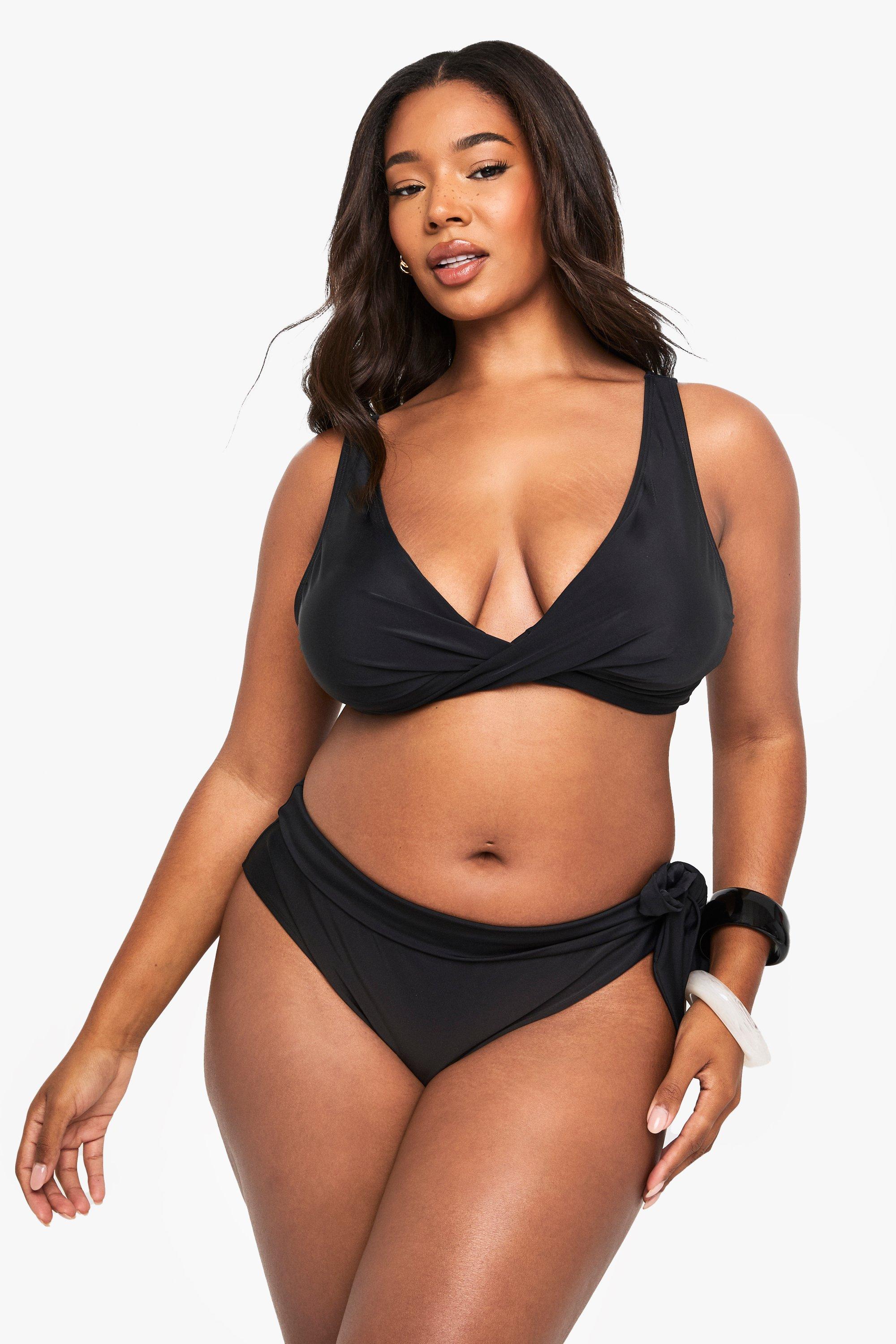 Boohoo Plus Corrigerend Bikini Broekje Met Ceintuur, Black