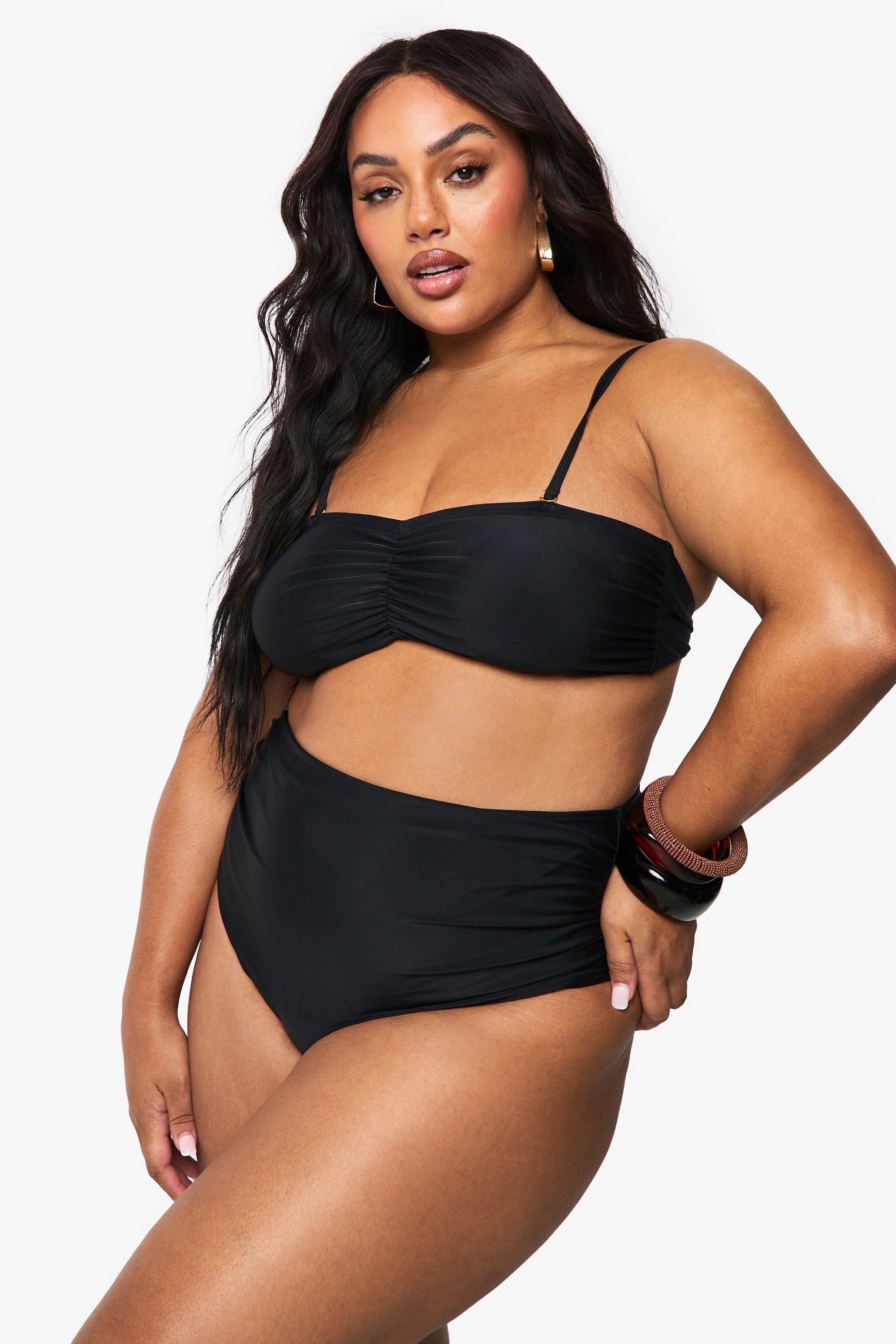 Boohoo Plus Tummy Control Bikini Bottoms, Black