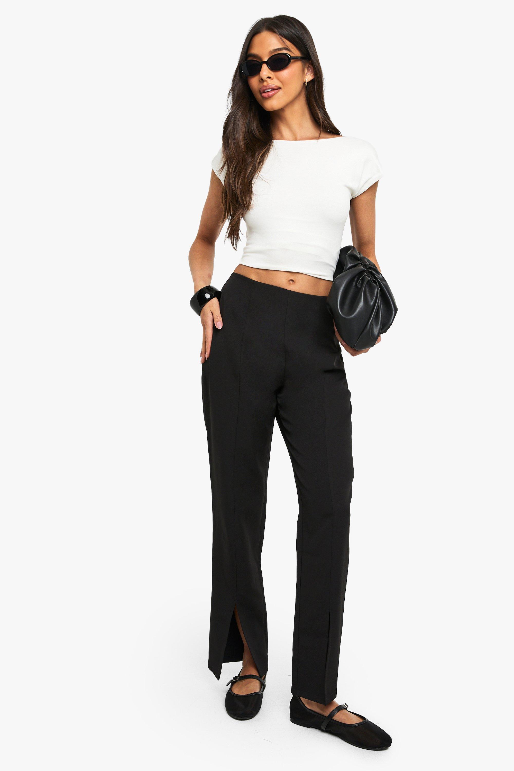 Image of Pantaloni sartoriali Slim Fit con spacco frontale, Nero