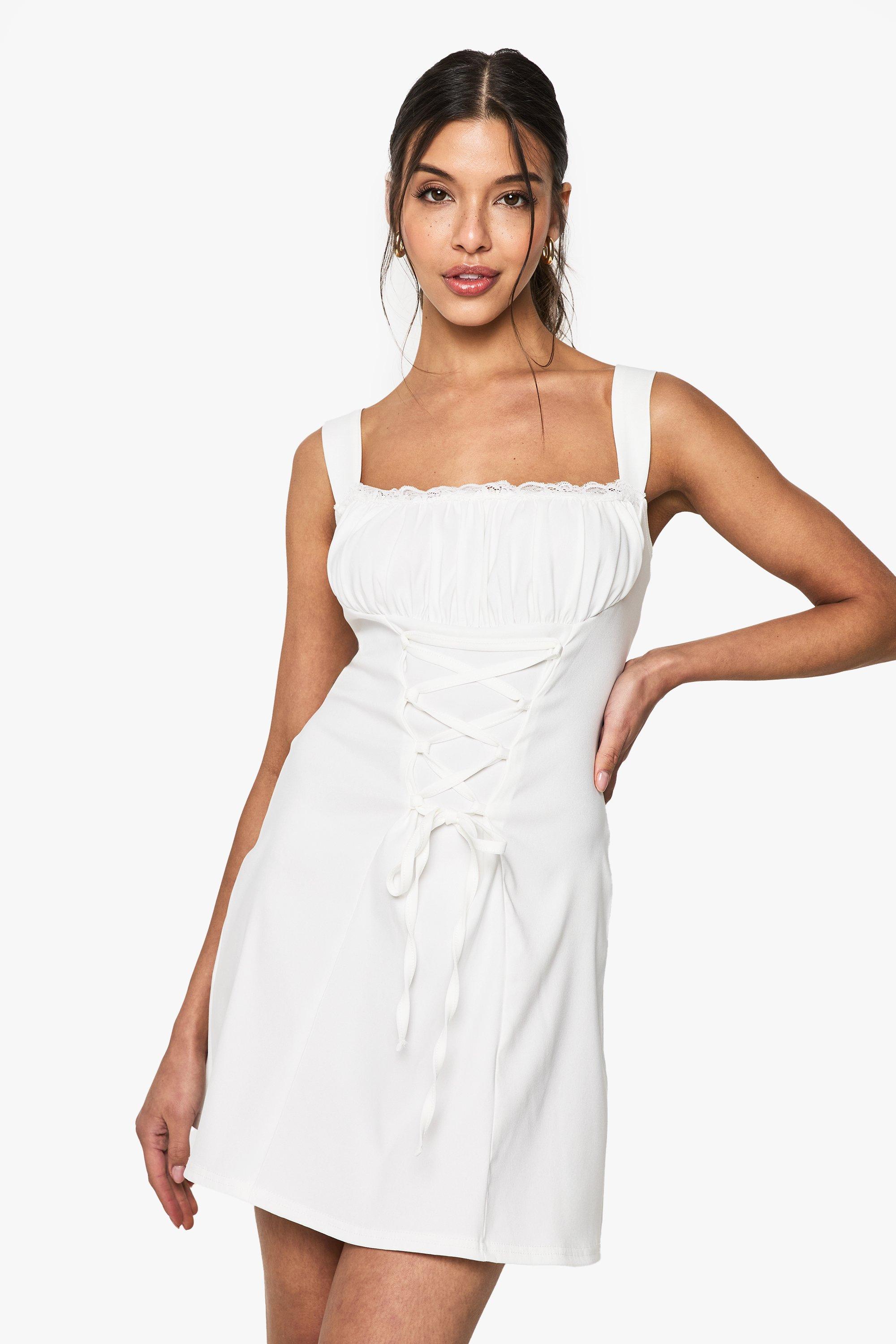 Boohoo Bengaline Melkmeisjes Midaxi Jurk, White