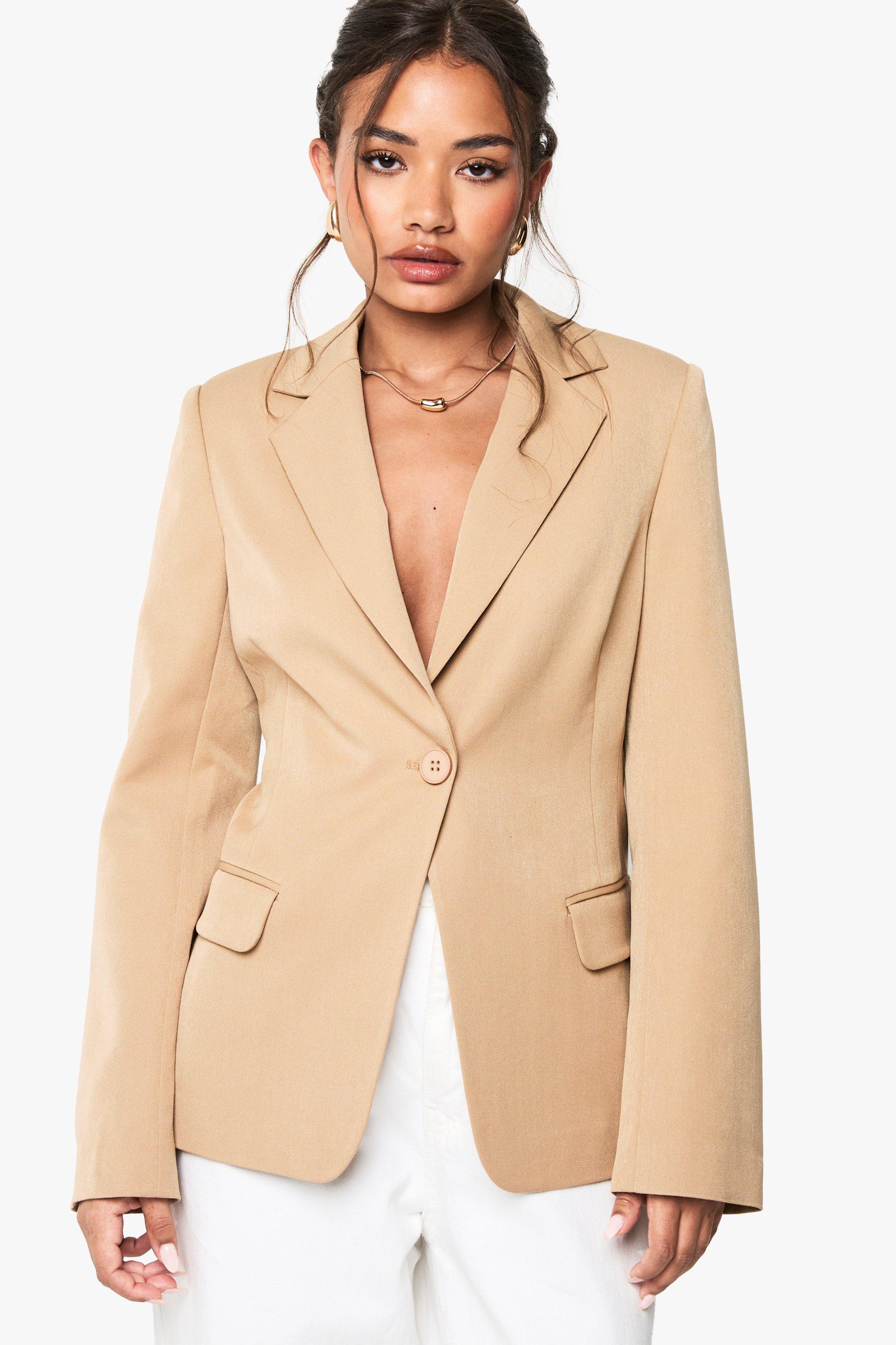Boohoo Getailleerde Blazer Met Enkele Knoop, Camel