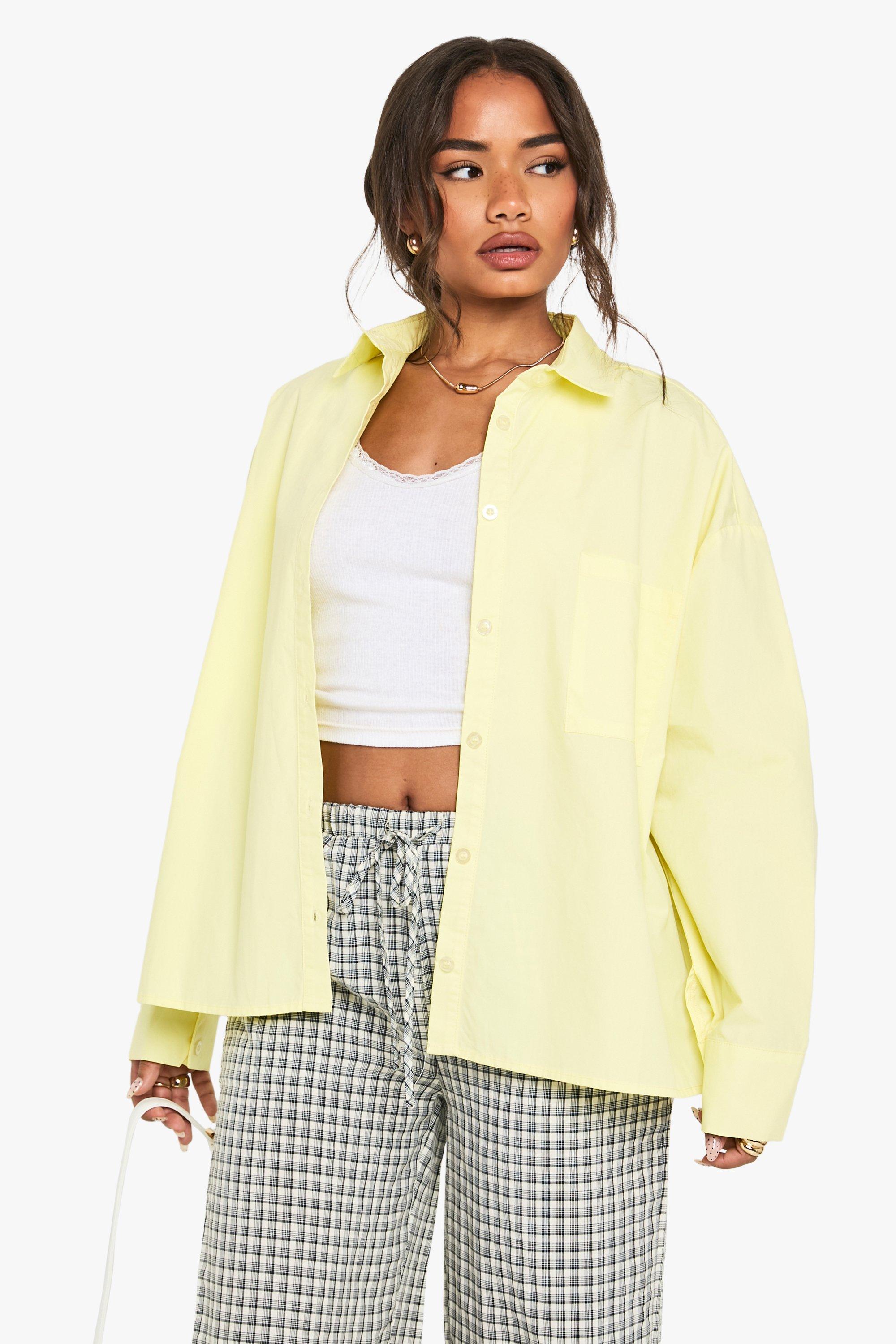 Image of Camicia oversize in cotone popeline, Giallo