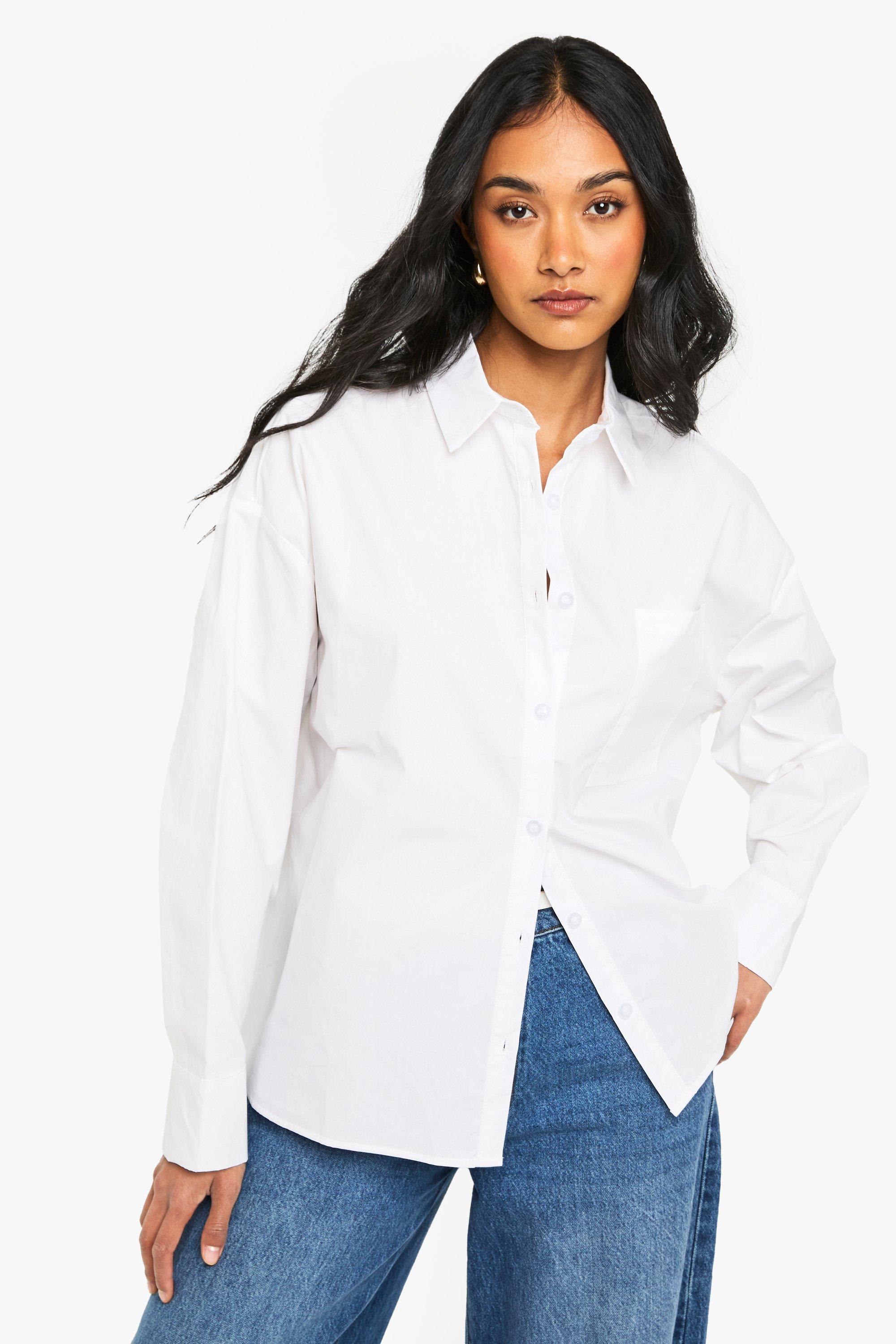 Image of Camicia oversize in cotone popeline, Bianco