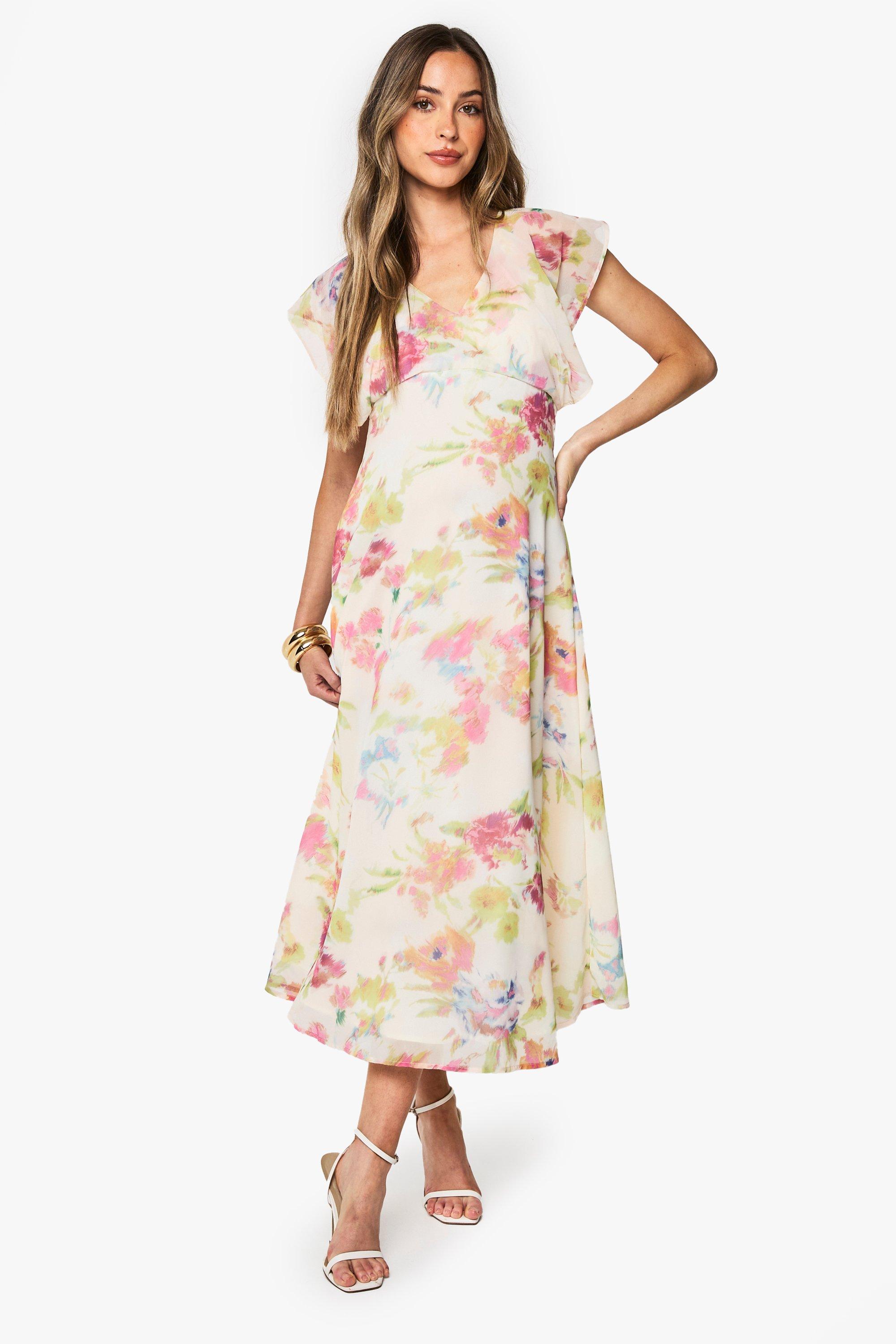 Boohoo Maternity Floral Skater Dress, Ivory