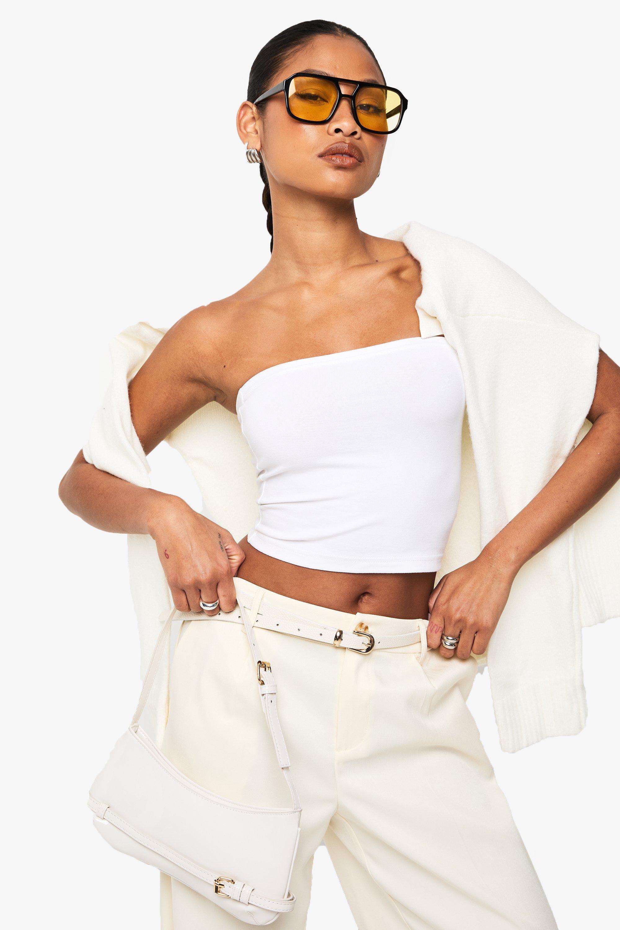 Boohoo Lange Basic Strapless  Top, White